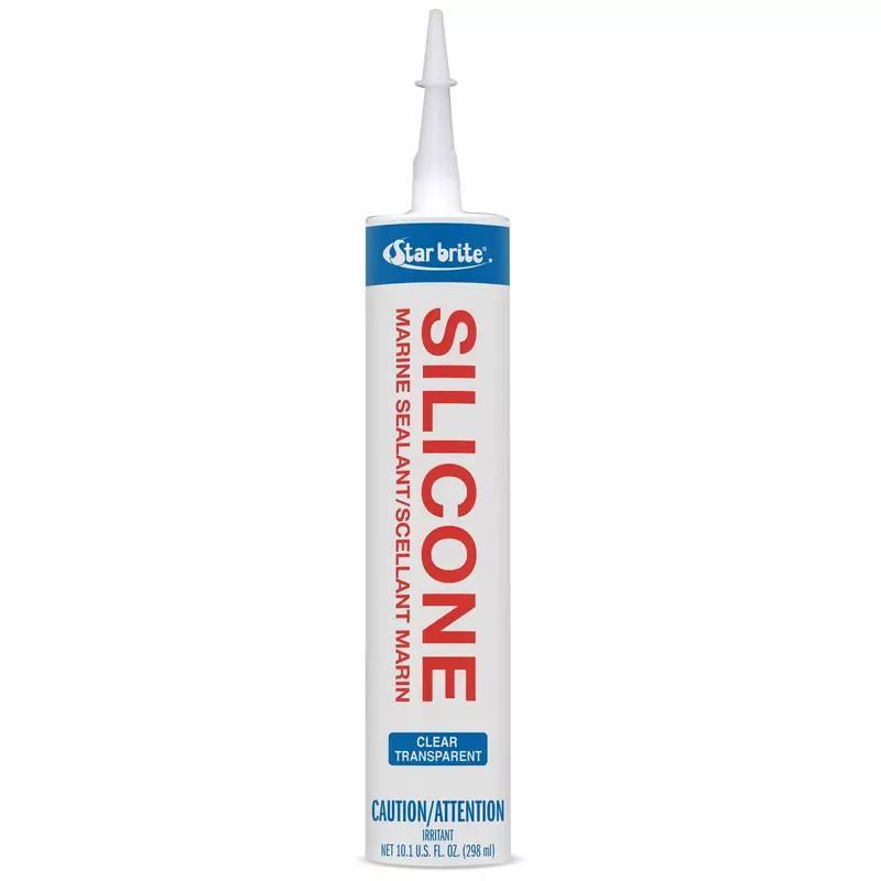 STAR BRITE Marine Silicone Sealant - Clear 10.1 Oz - Waterproof, Durable, UV Resistant, for Fiberglass, Metal, Wood, Glass, Ceramic & More (082122)