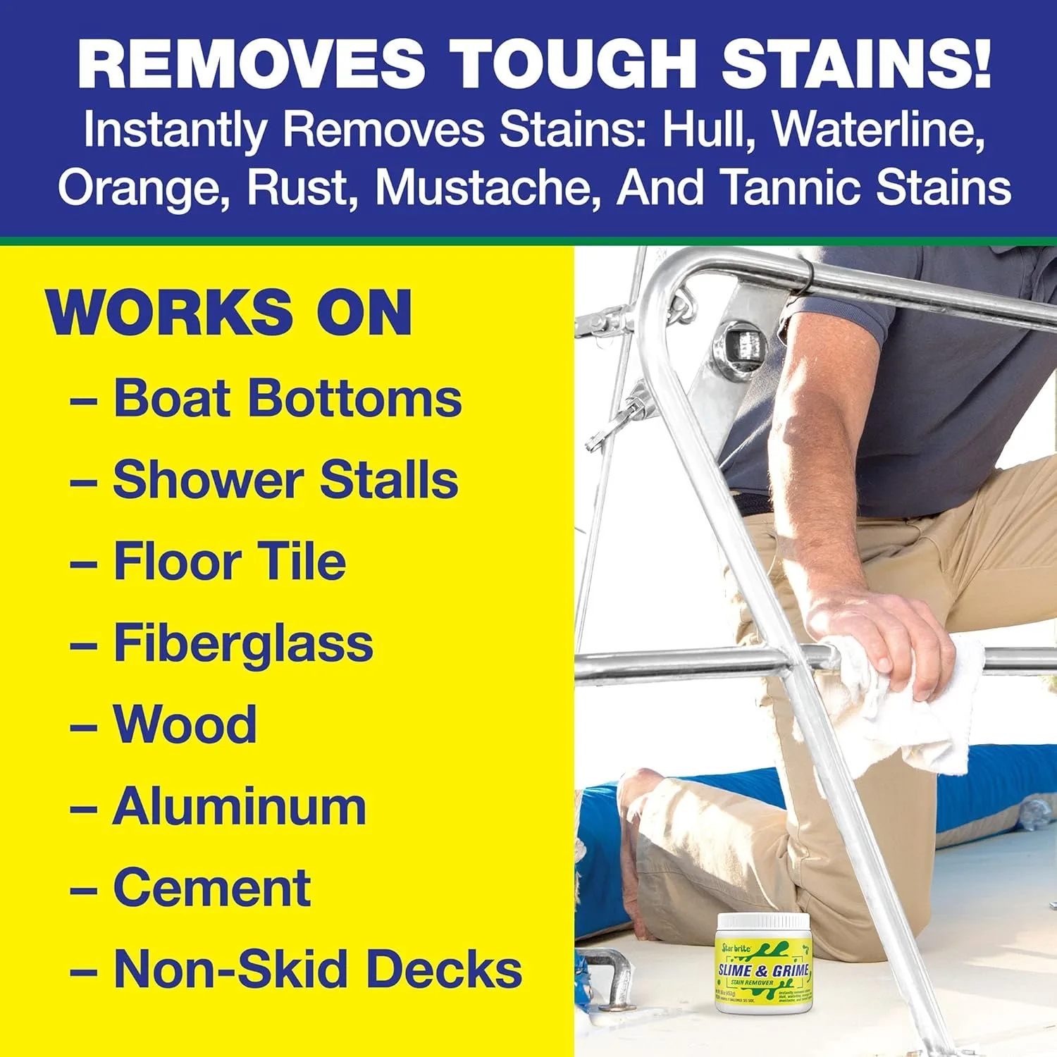 STAR BRITE Stain Remover Concentrate – Makes 5 Gallons – Removes Tarnish, Rust, and Tough Stains on Fiberglass, Metal, Wood, Cement, Tile, Decks, and More
