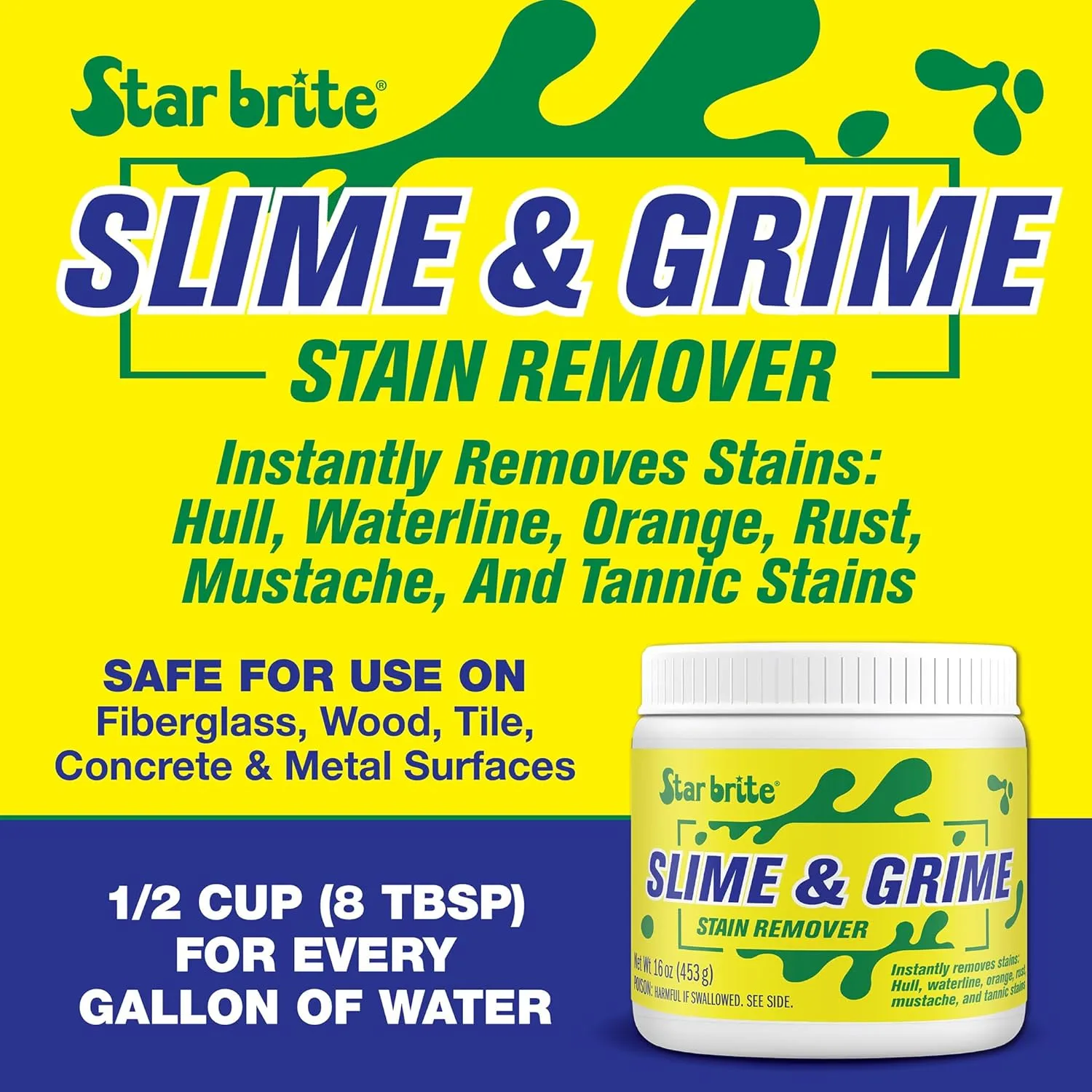 STAR BRITE Stain Remover Concentrate – Makes 5 Gallons – Removes Tarnish, Rust, and Tough Stains on Fiberglass, Metal, Wood, Cement, Tile, Decks, and More