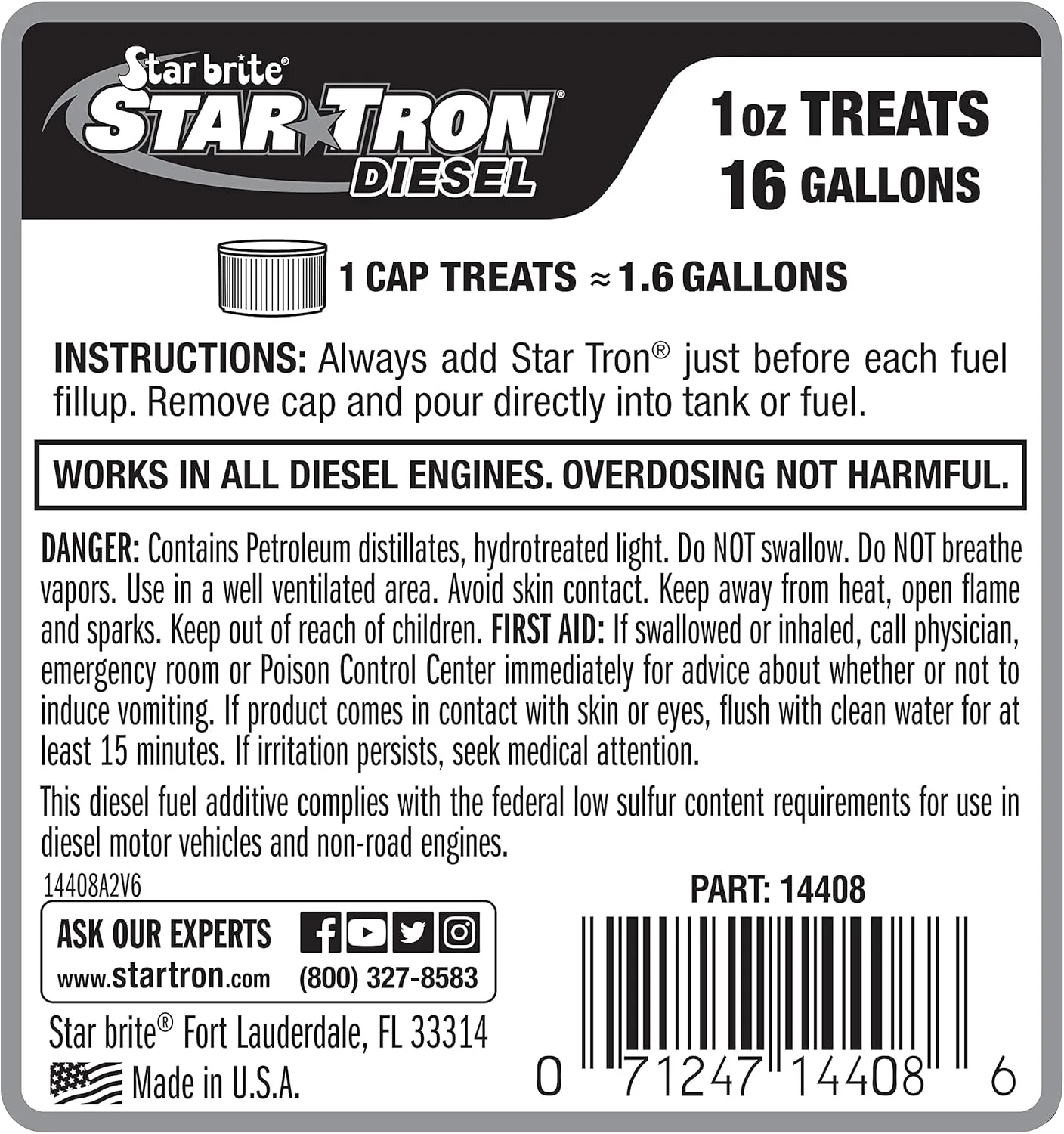 STAR BRITE Star Tron Enzyme Fuel Treatment - Automotive Diesel Formula - 8 oz (14408)