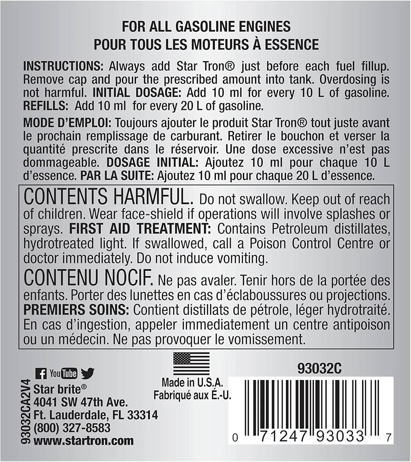 Star Tron Enzyme Fuel Treatment Gas Additive 1 Liter Treats 2000 Liters