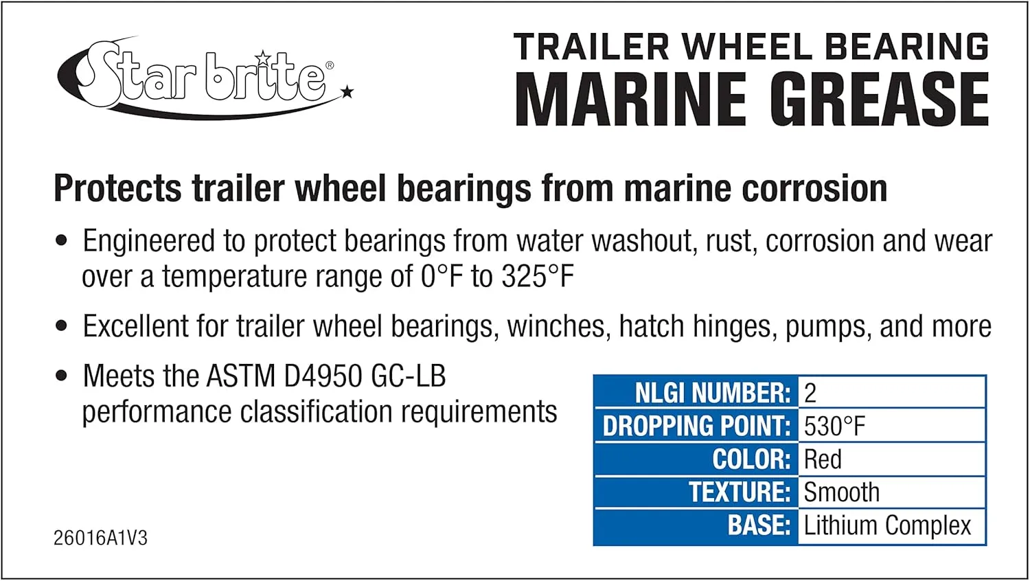 STAR BRITE Trailer Wheel Bearing Grease NLG#2 Marine-Grade Protection