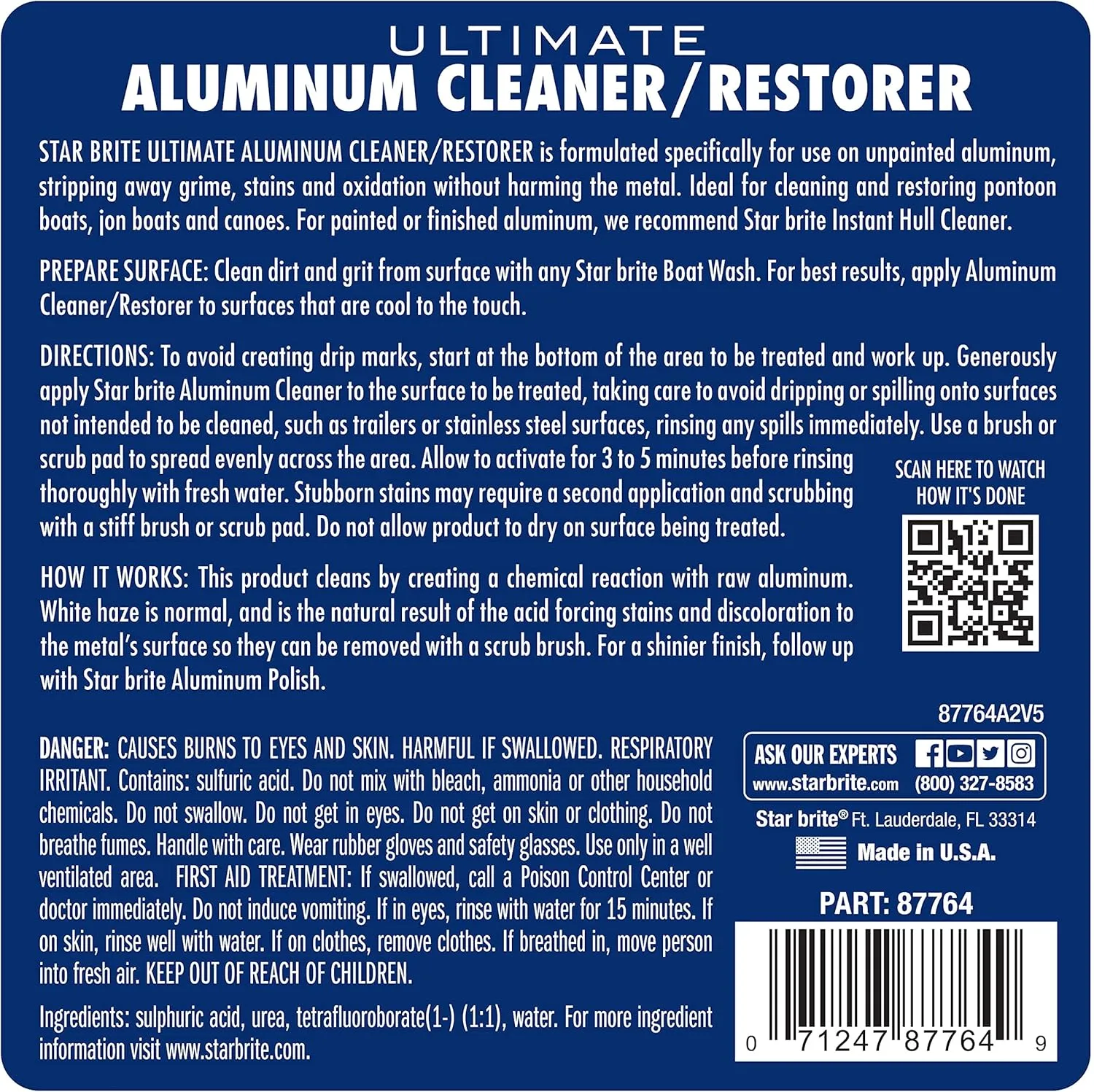 STAR BRITE 87764 Ultimate Aluminum Cleaner & Restorer - Safely Clean Pontoon Boats, Jon Boats & Canoes, 64 oz. 64 Oz (With Sprayer)