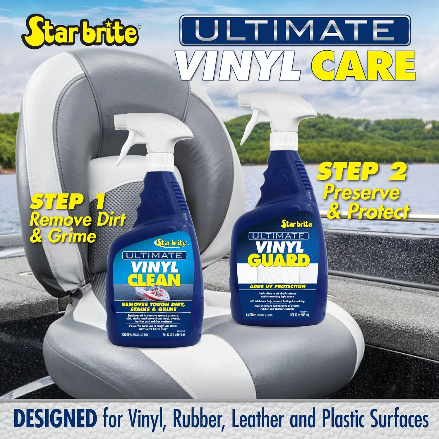 STAR BRITE Ultimate Vinyl Clean Spray - Multi-Surface Cleaner for Auto, RV, Home & Boat Upholstery - Vinyl, Rubber, Leather, Plastic + Interior & Exterior Trim 32 OZ (096232)