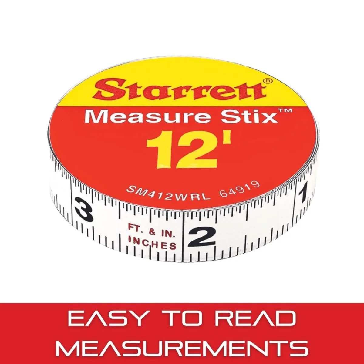 Starrett Tape Measure Stix with Adhesive Backing - Mount to Work Bench, Saw Table, Drafting Table - 1/2" x 12'