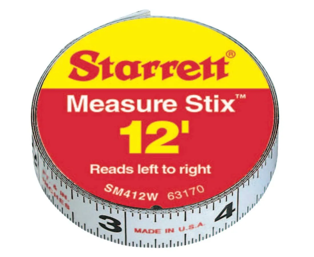 L.S. STARRETT SM412W 1/2" x 12' Measure Stix Tape W/ Adhesive Backing 1/EA