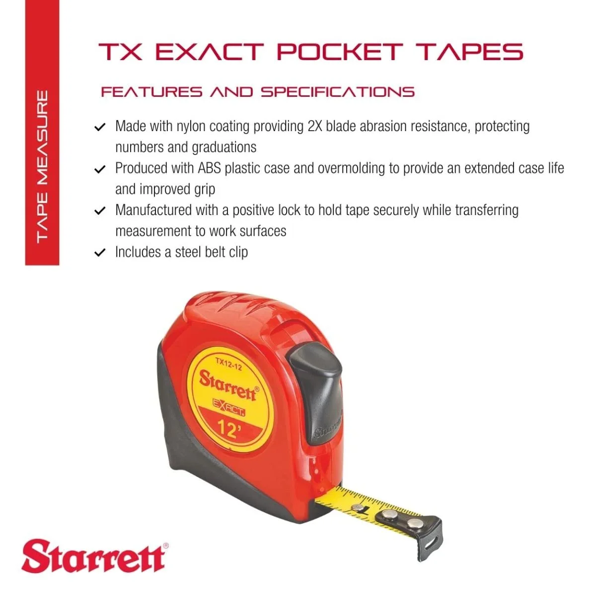 L.S. STARRETT Exact Retractable Pocket Tape Measure