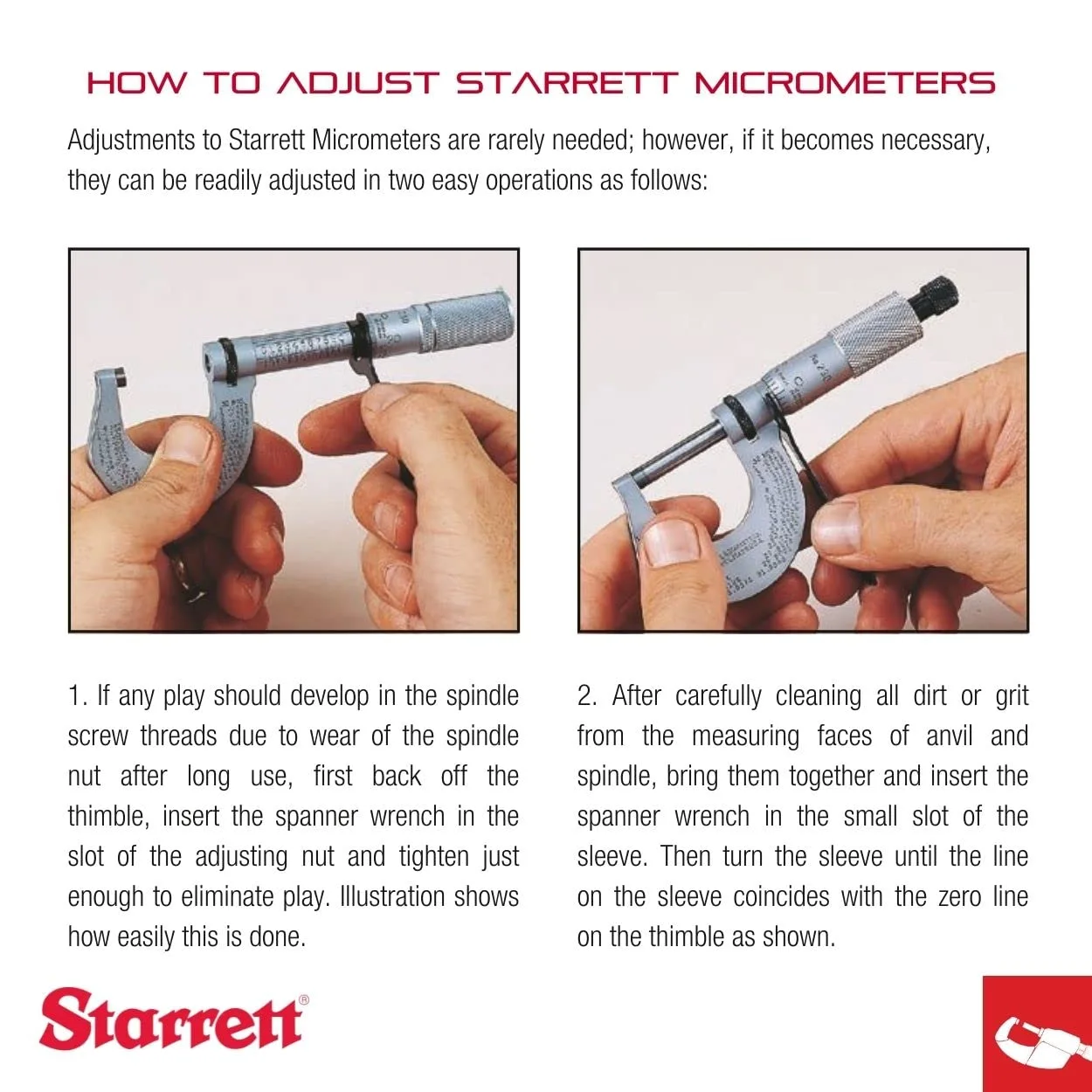 Starrett Outside Micrometer with One-Piece Spindle, Satin Chrome Finish and Advanced Sleeve Design
