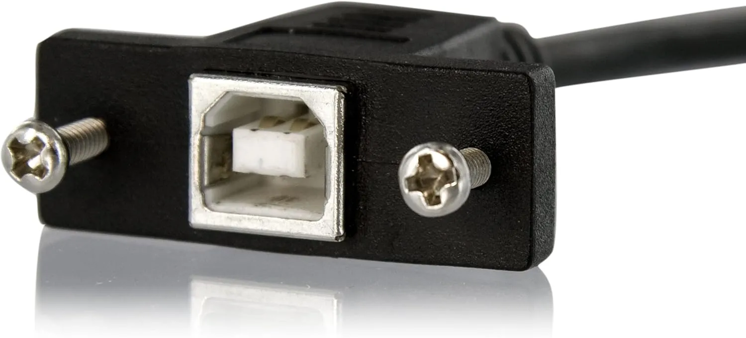 StarTech.com 1 ft Panel Mount USB Cable B to B - F/M - USB Type B (F) to USB Type B (M) - USB 2.0 - Molded Hood