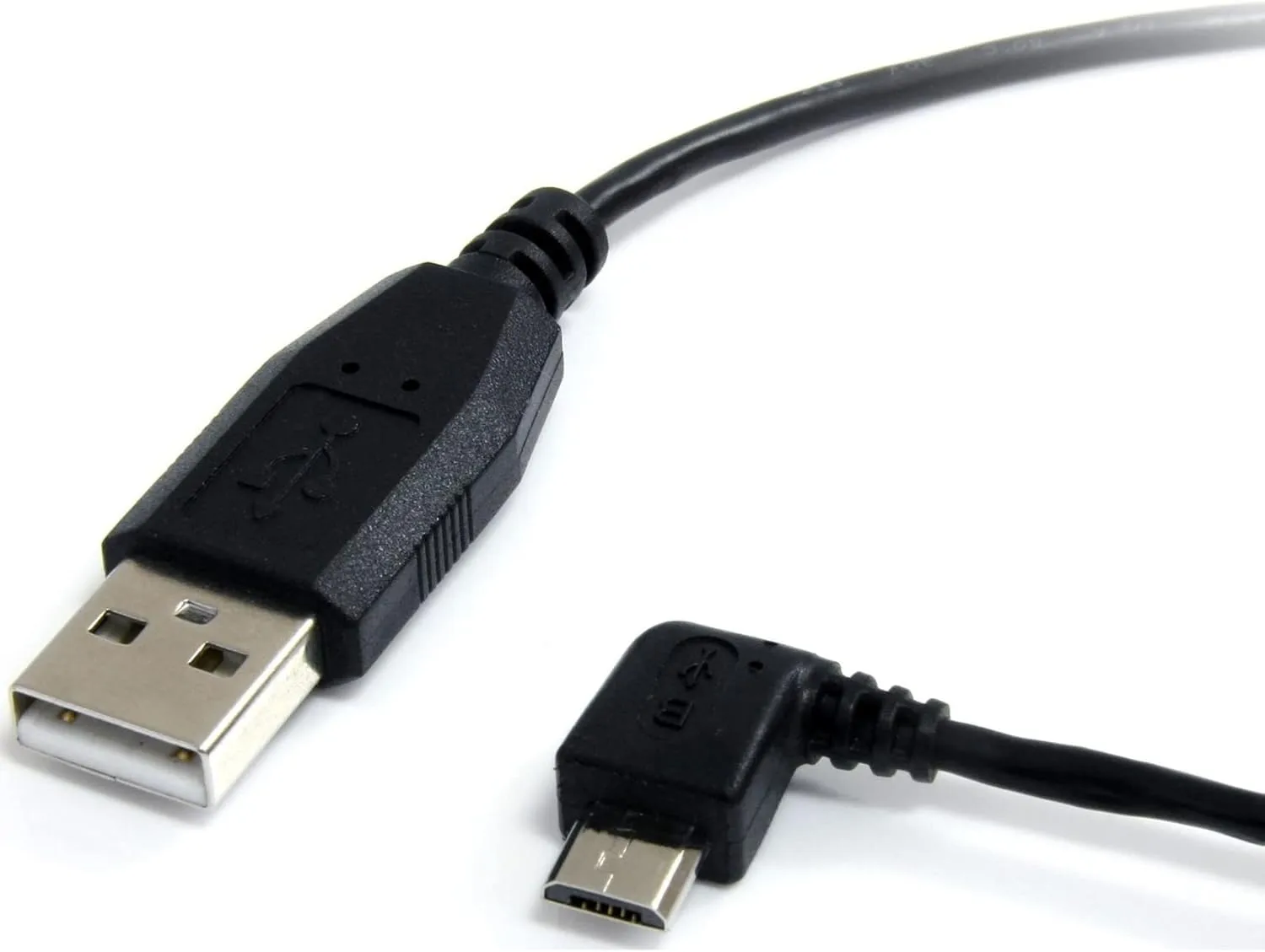 StarTech.com 1 ft. (0.3 m) USB to Micro USB Cable - USB 2.0 A to Left Angle Micro B - Black - Micro USB Cable (UUSBHAUB1LA)