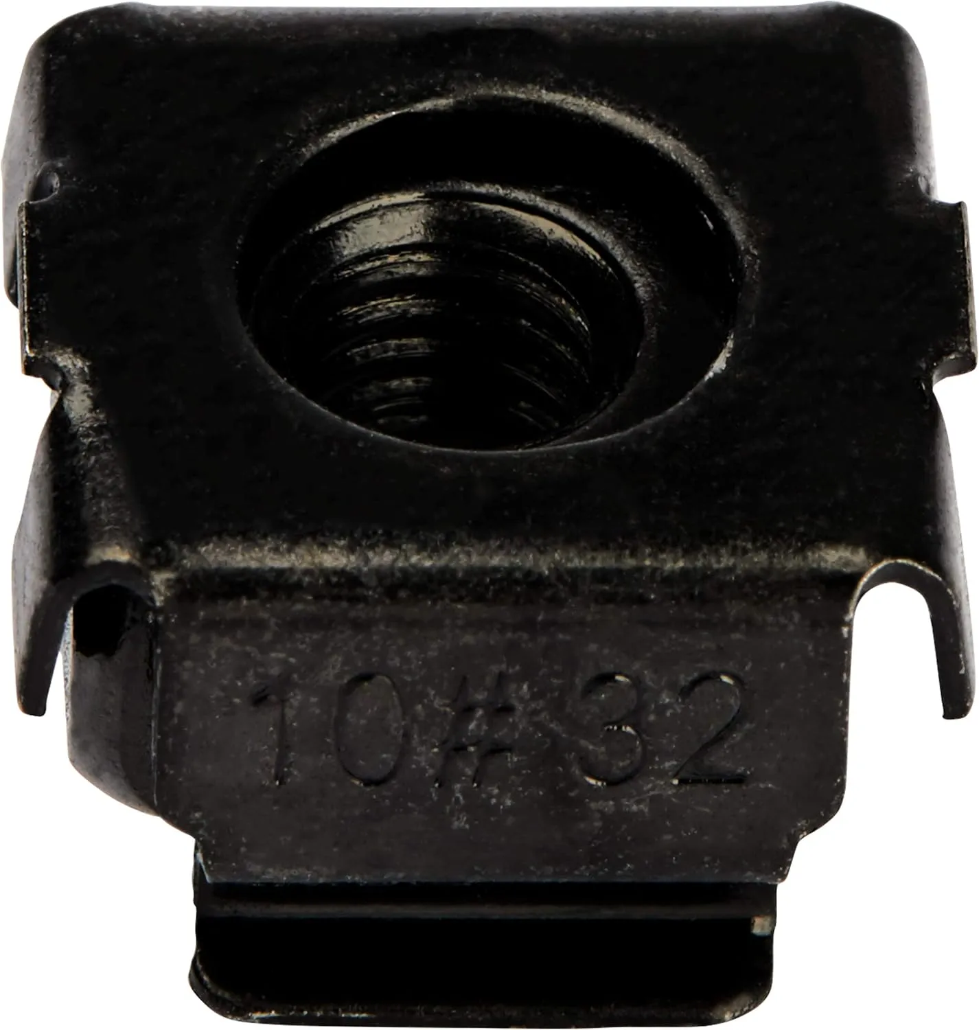 StarTech.com 10-32 Cage Nuts - 50 Pack - Rack Mount Clip Nuts - for Square Hole Server Rack - Black, TAA (CABCAGENUTS1032)