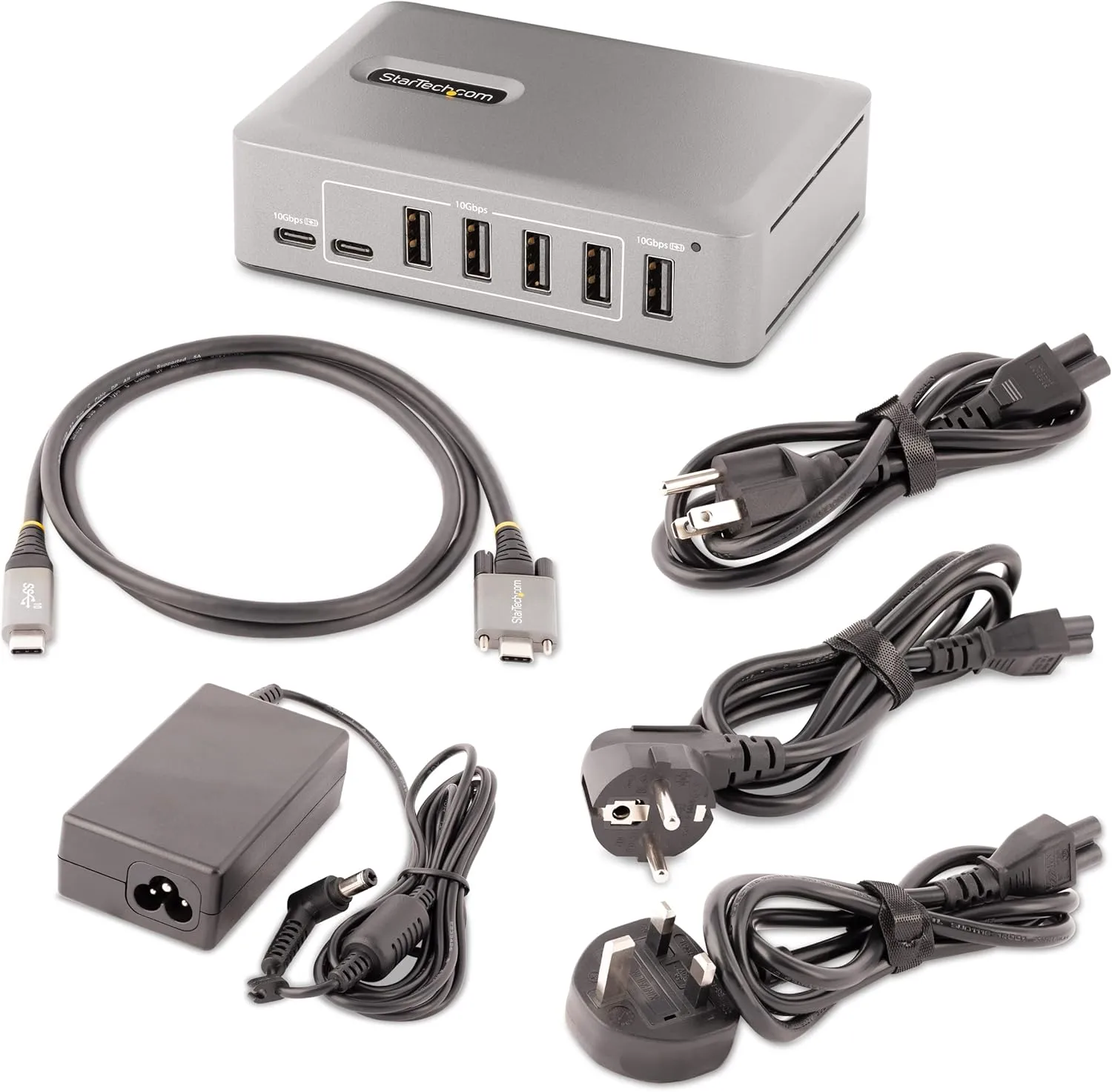 StarTech.com 10-Port USB-C Hub - 8X USB-A/2x USB-C - Self-Powered w/65W Power Supply - USB 3.1 10Gbps - Desktop/Laptop USB Hub w/USB-IF Certified 3ft Locking Cable, USB C Splitter, TAA