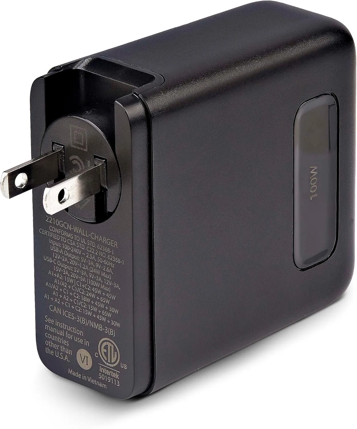 StarTech.com 100W USB-C Wall Charger, 2X USB-C/2x USB-A, USB PD 3.0, Fast Charging Portable GaN Charger
