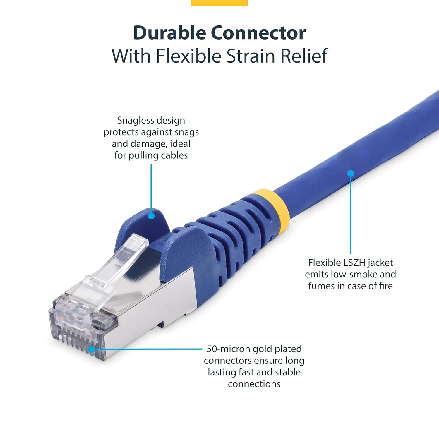 StarTech.com 1ft Blue CAT8 Ethernet Cable, Snagless RJ45, 25G/40G, 2000MHz, 100W PoE++, S/FTP, 26AWG Pure Bare Copper, LSZH