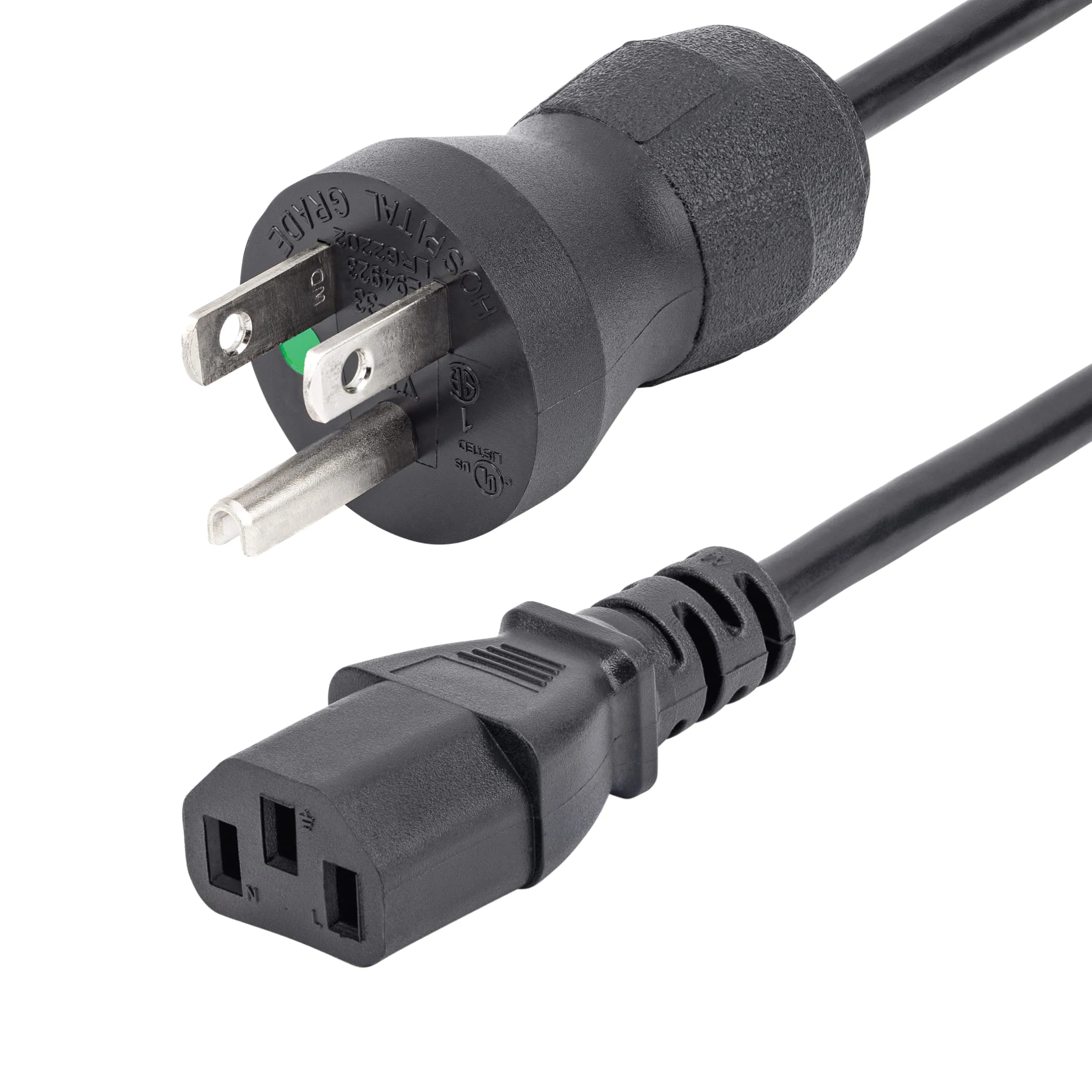 StarTech.com Green Dot Hospital-Grade Power Cords and Extension Cords (NEMA 5-15P to C13 / 5-15R)