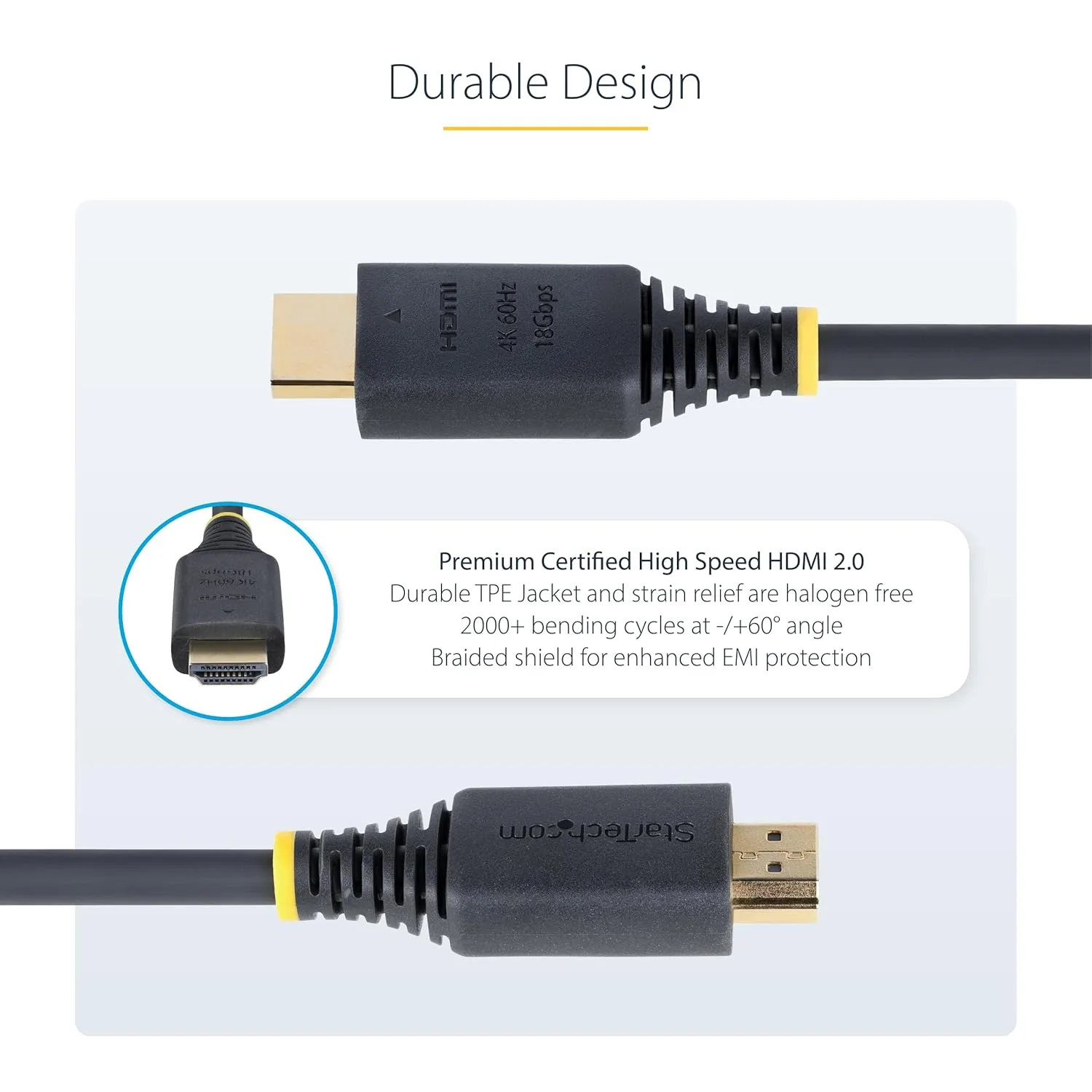StarTech.com Premium Certified High Speed HDMI 2.0 Cable, 18Gbps, 4K 60Hz