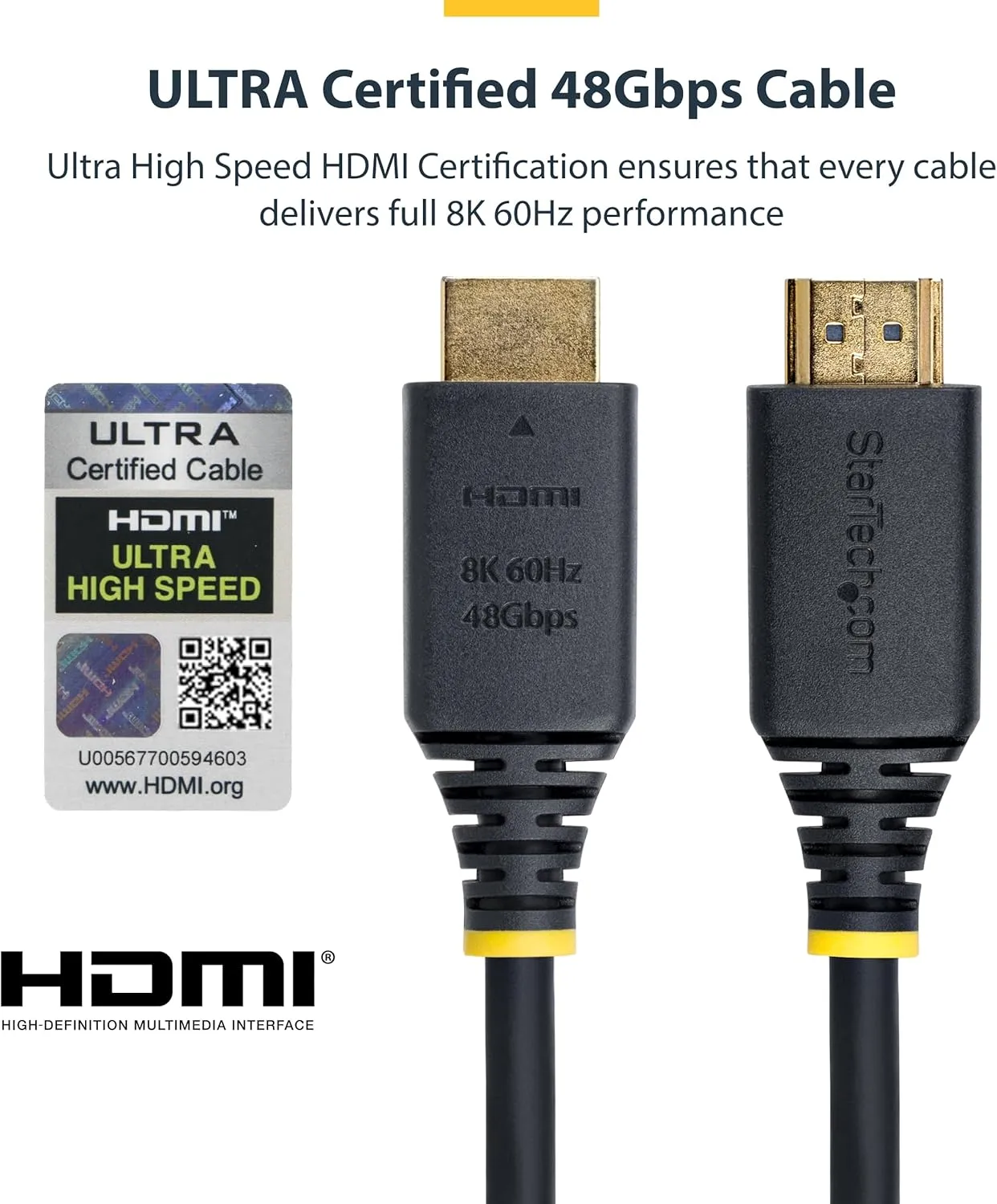 StarTech.com 15ft (4.6m) Certified Ultra High Speed HDMI Cable, 8K 60Hz/4K 120Hz, HDMI 2.1 Cord with HDR10+ / eARC, 48Gbps