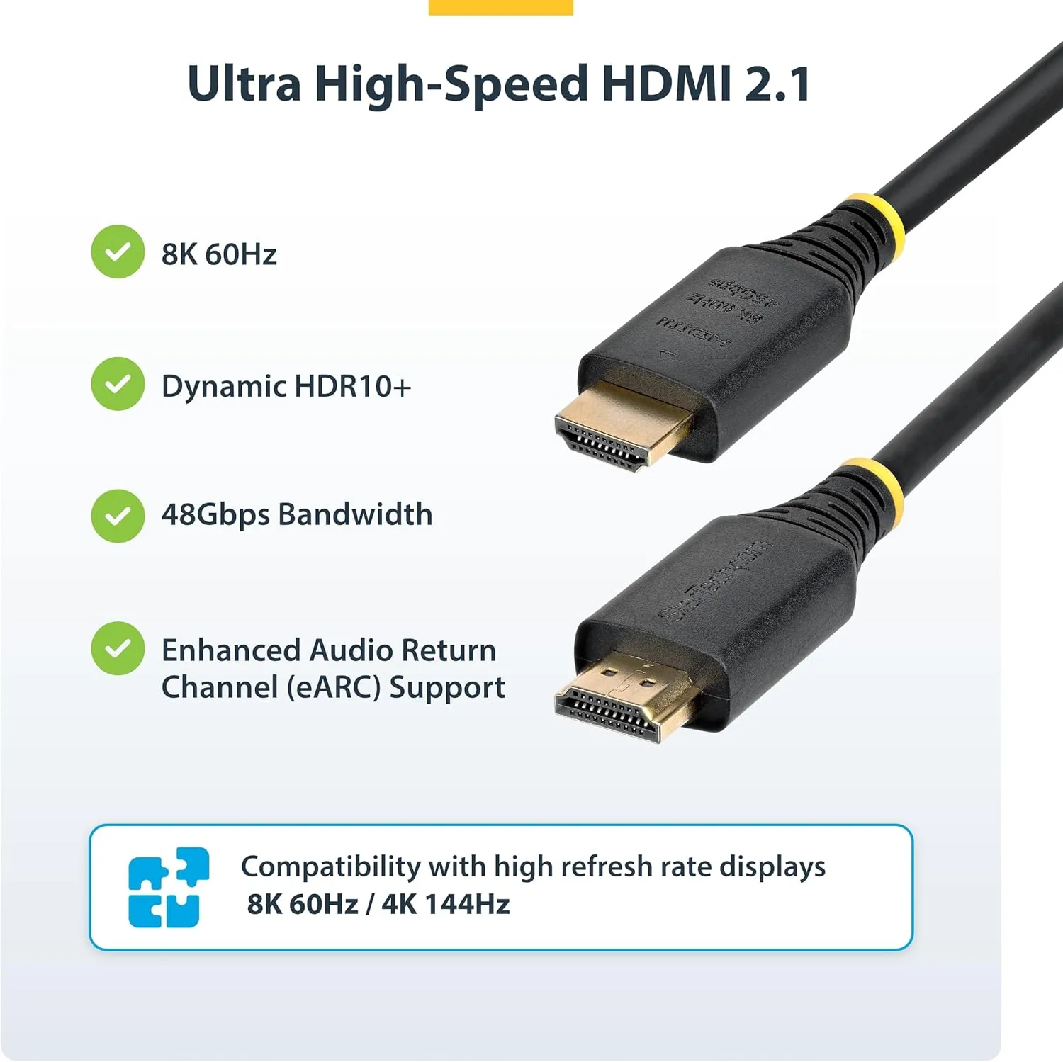 StarTech.com 6ft (1.8m) Certified Ultra High Speed HDMI Cable, 8K 60Hz/4K 120Hz, HDMI 2.1 Cord with HDR10+ / eARC, 48Gbps
