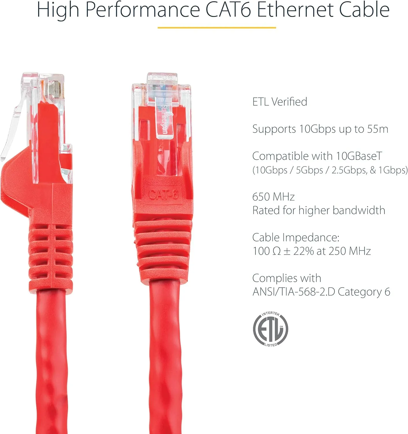 StarTech.com CAT6 Snagless RJ45 Ethernet Patch Cable