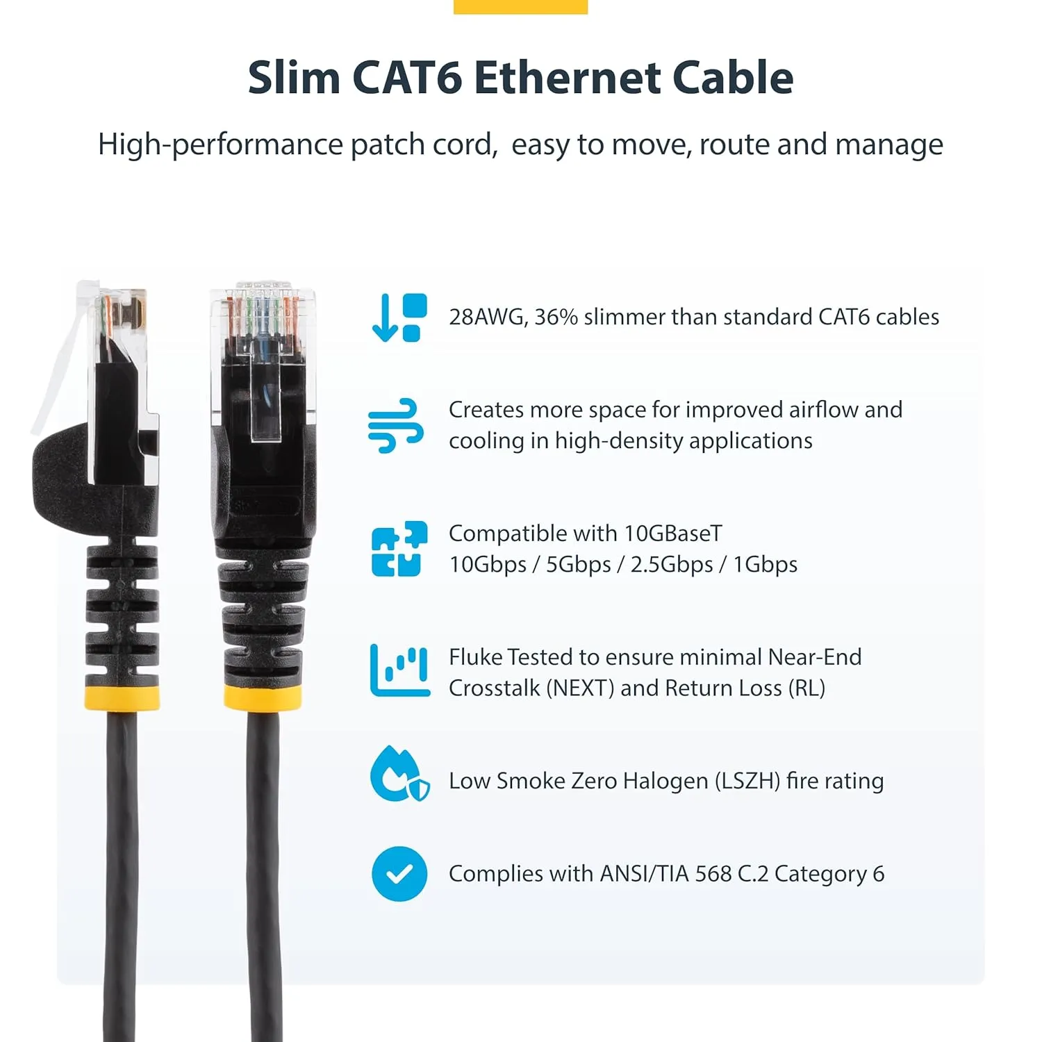 StarTech.com Slim CAT6 Patch Cable - Snagless RJ45 LSZH 28AWG