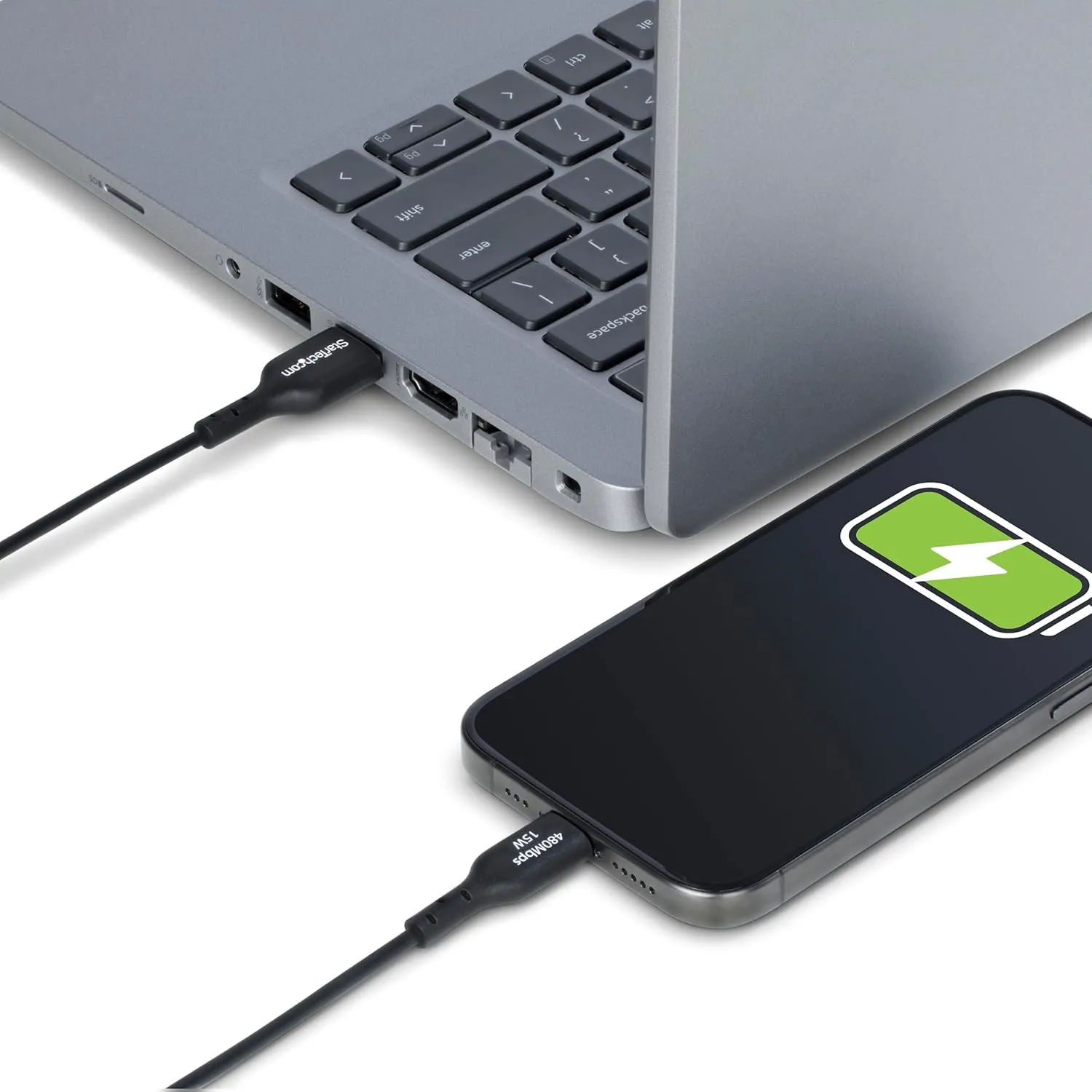 StarTech.com 10ft (3m) USB-A to USB-C Charging Cable, Charge & Sync, 3A, USB 2.0, TPE Jacket, Black USB Charging Cord