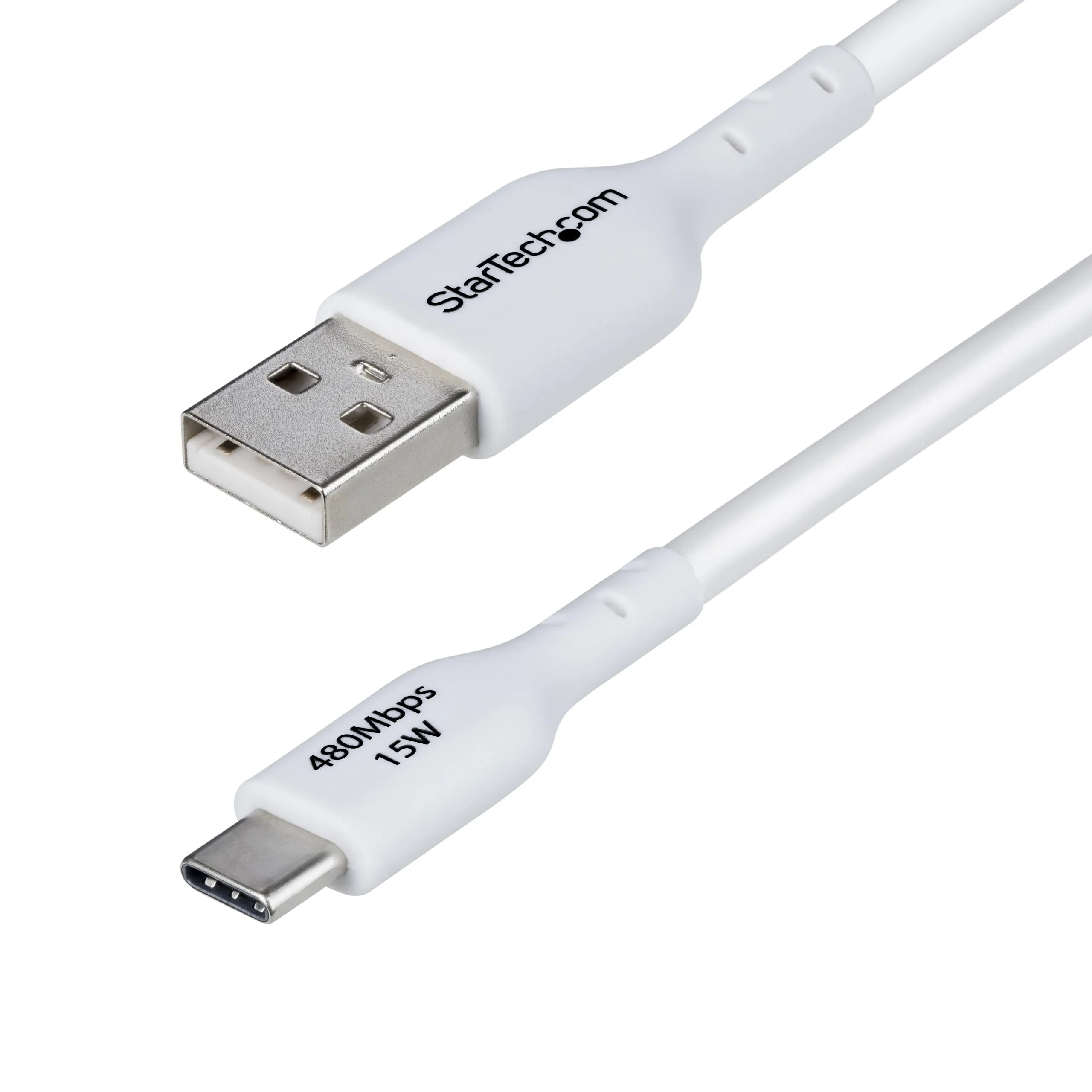 StarTech.com 10ft (3m) USB-A to USB-C Charging Cable, Charge & Sync, 3A, USB 2.0, TPE Jacket, White USB Charging Cord