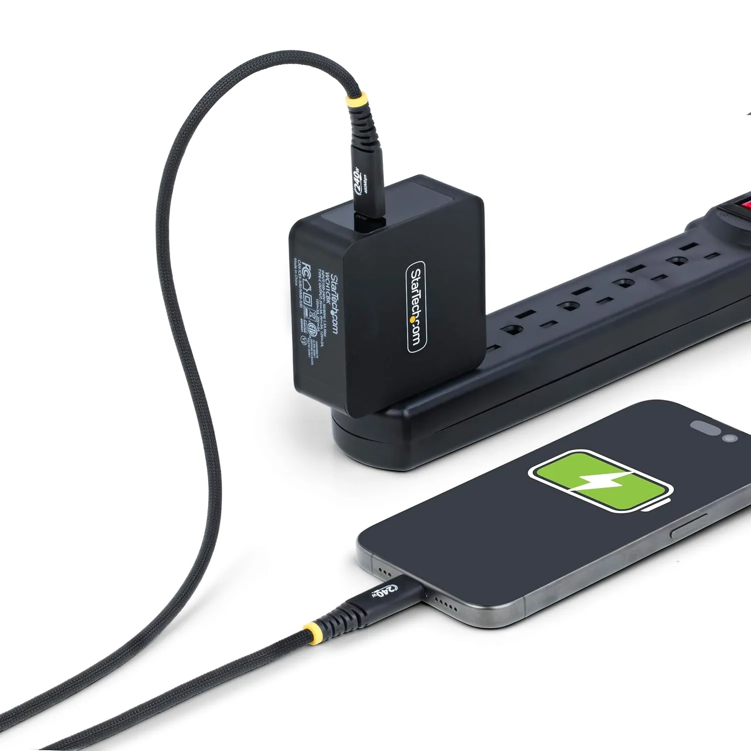StarTech.com 6ft (1.8m) USB-C Charging Cable, 240W (5A) PD EPR, Dual-Layer Silicone/Braided Jacket, Laptop Charger Cord