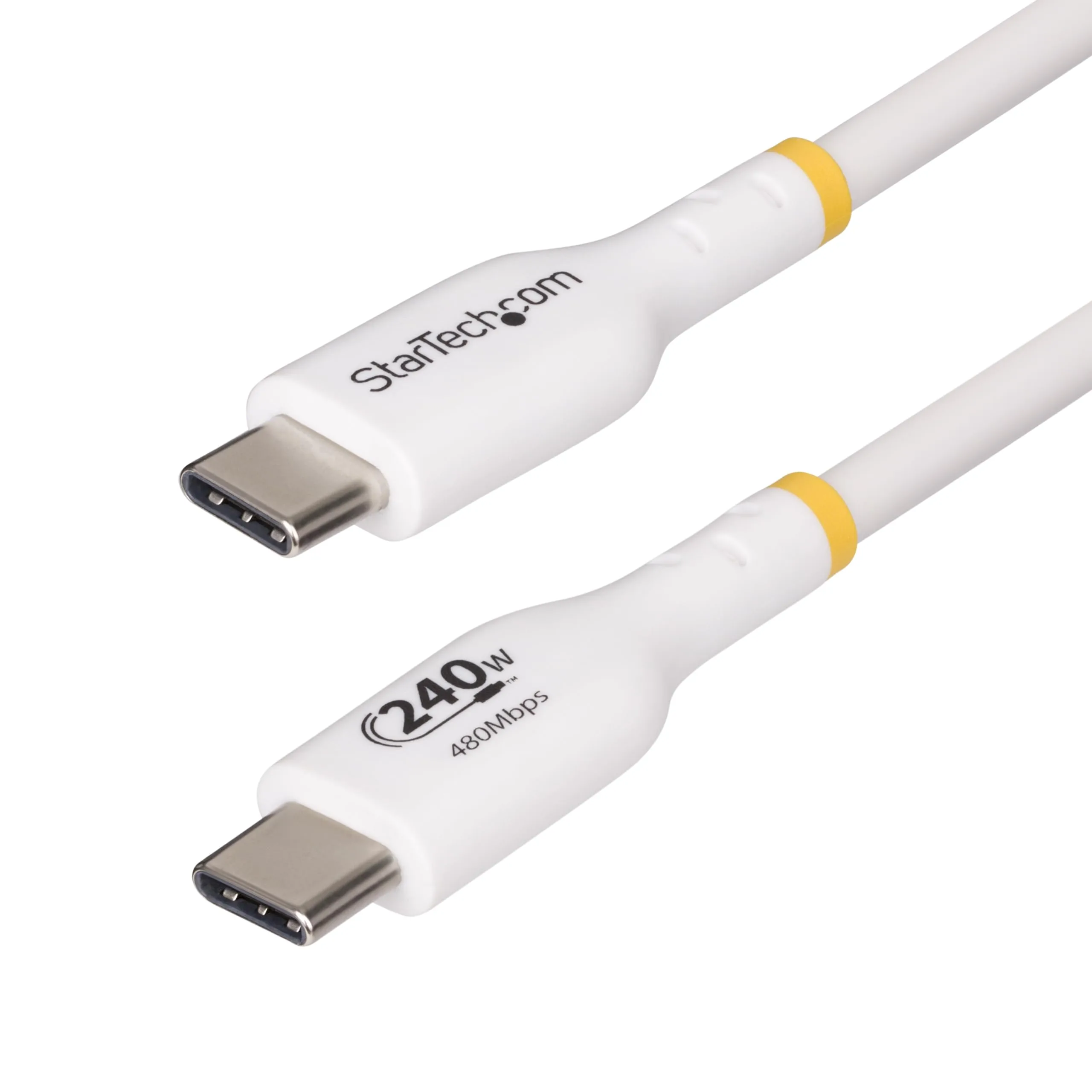 StarTech.com 10ft White USB-C Charging Cable, USB-IF Certified USB C Cable, 240W PD, USB 2.0 Type-C Laptop Charger Cord, M/M