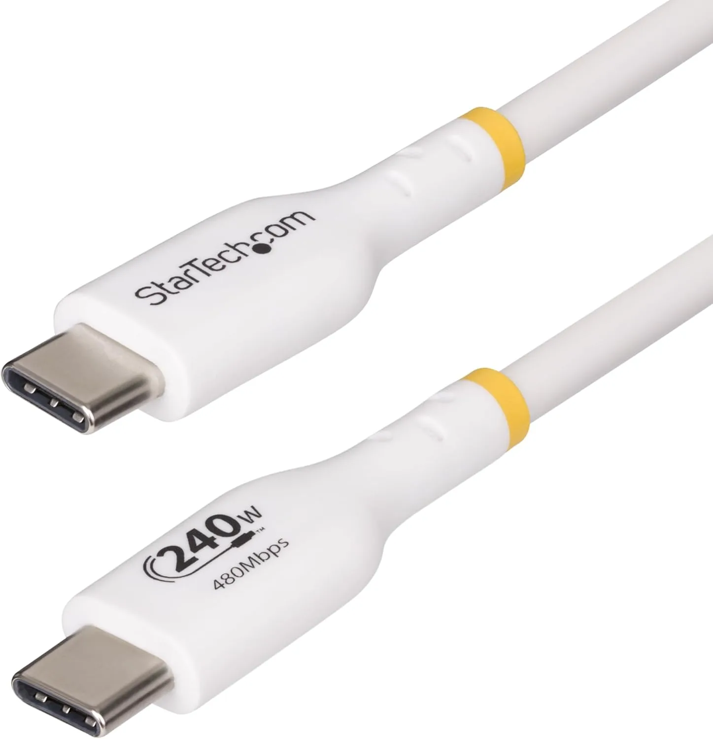 StarTech.com 10ft White USB-C Charging Cable, USB-IF Certified USB C Cable, 240W PD, USB 2.0 Type-C Laptop Charger Cord, M/M