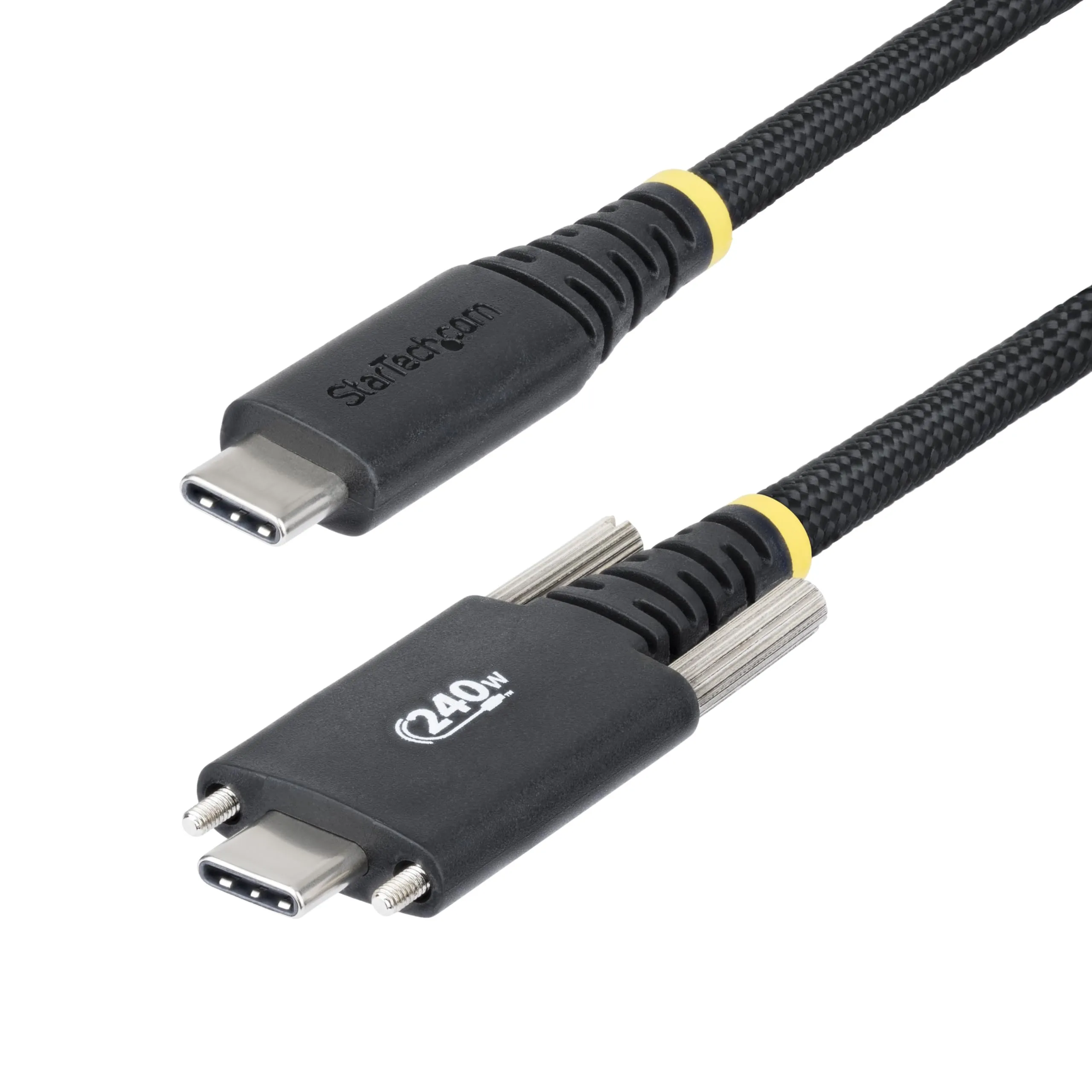 StarTech.com 10ft (3m) USB-C Charging Cable, Side Screw Locking, 240W (5A) PD EPR, Dual-Layer Silicone/Braided Jacket