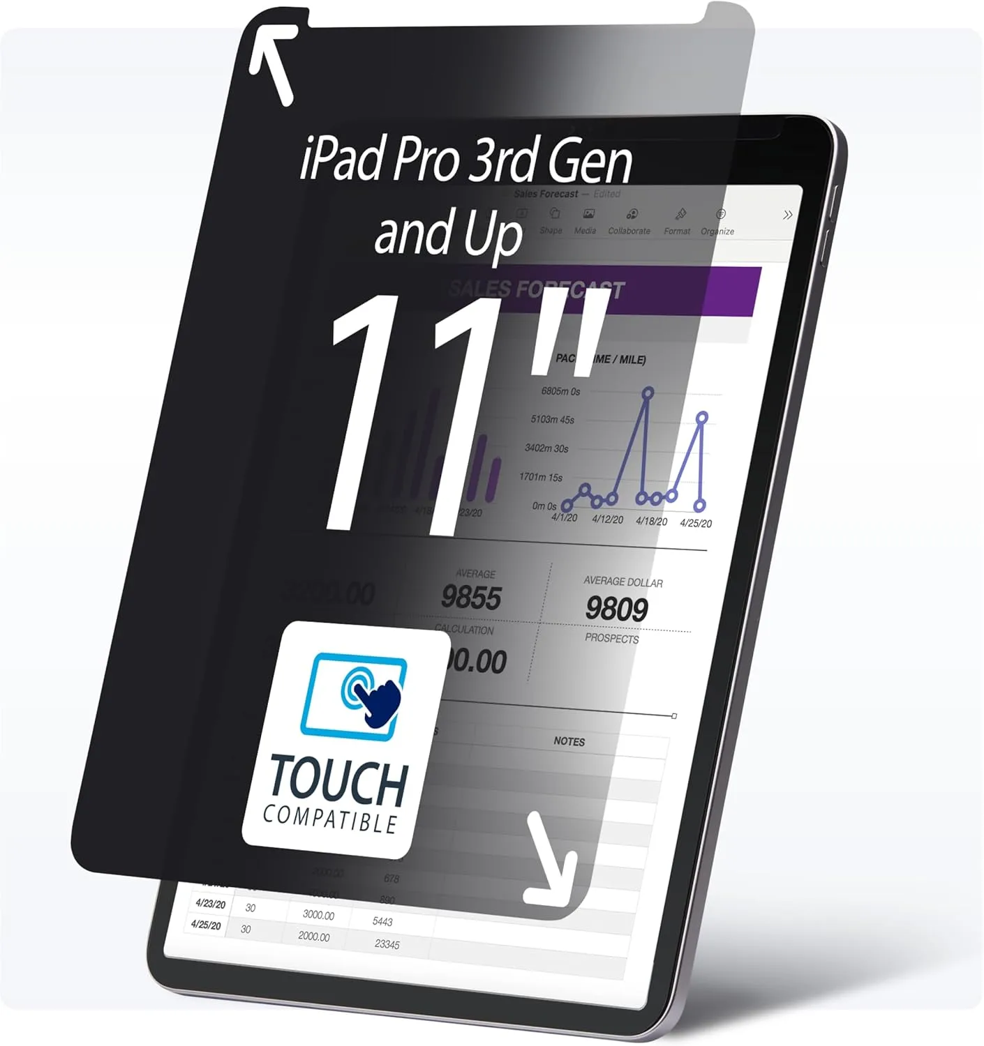 StarTech.com 4-Way Privacy Screen for iPad Pro, Portrait/Landscape, Touch-Enabled, +/- 30° View