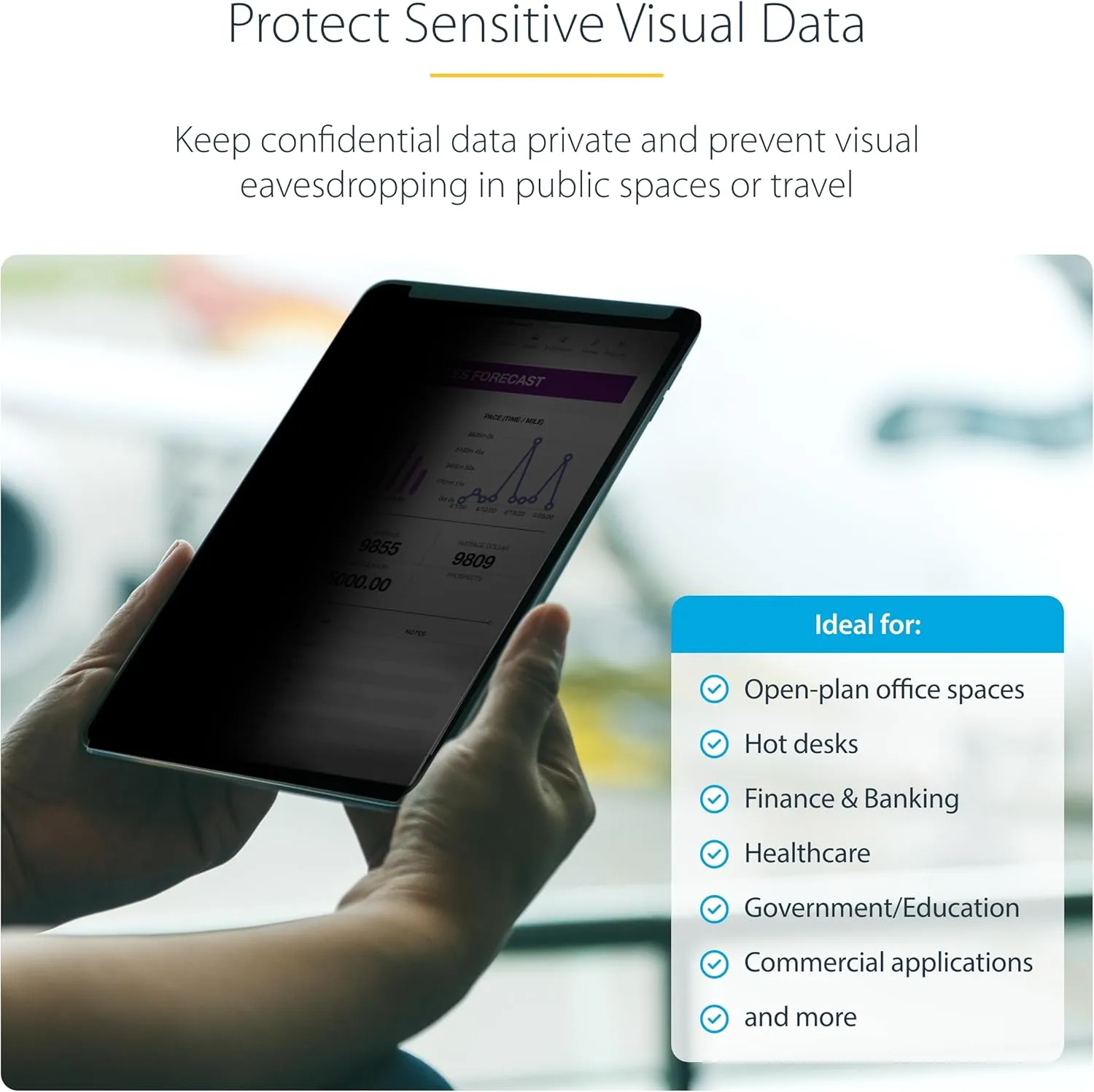StarTech.com 4-Way Privacy Screen for iPad Pro, Portrait/Landscape, Touch-Enabled, +/- 30° View