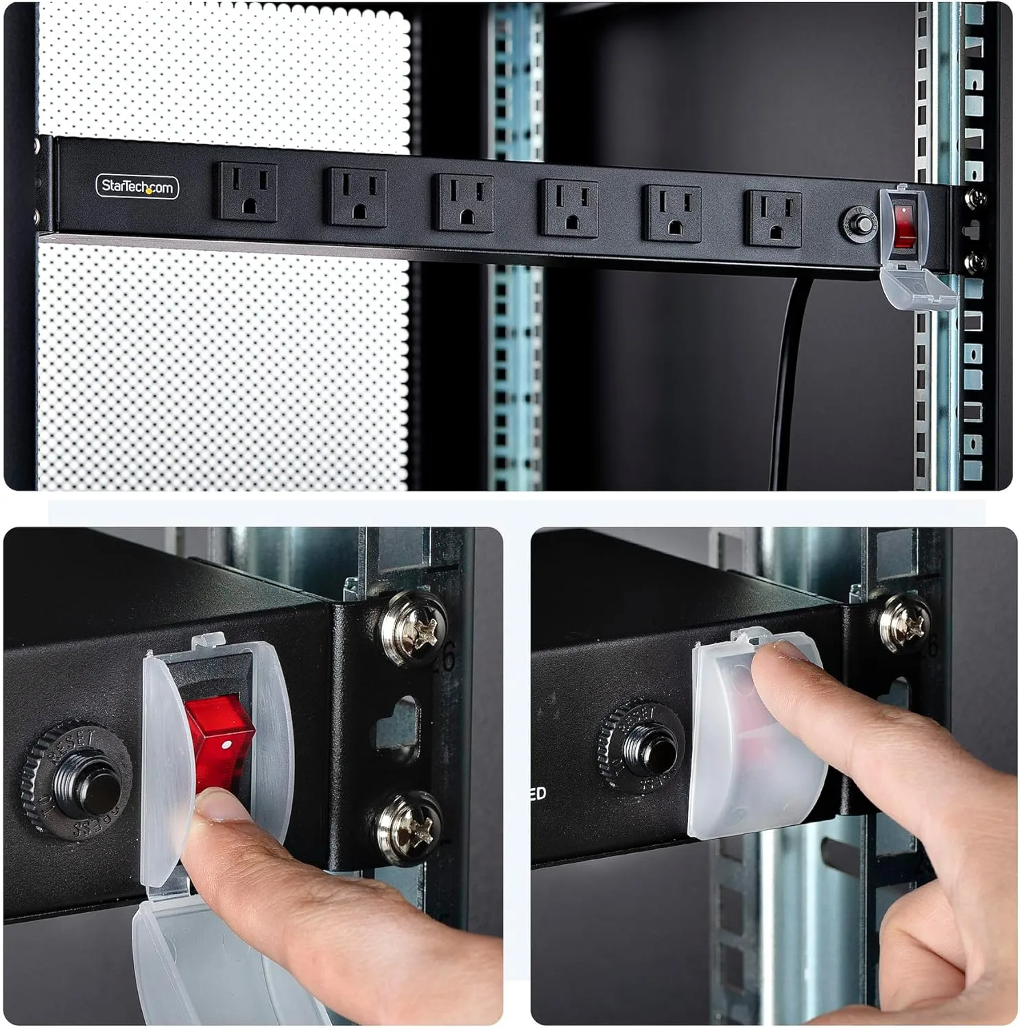StarTech.com 12-Outlet Rackmount PDU, 1U Server Power Strip, Wide-Spaced Right-Angle Ports, Mounted Power Distribution Unit