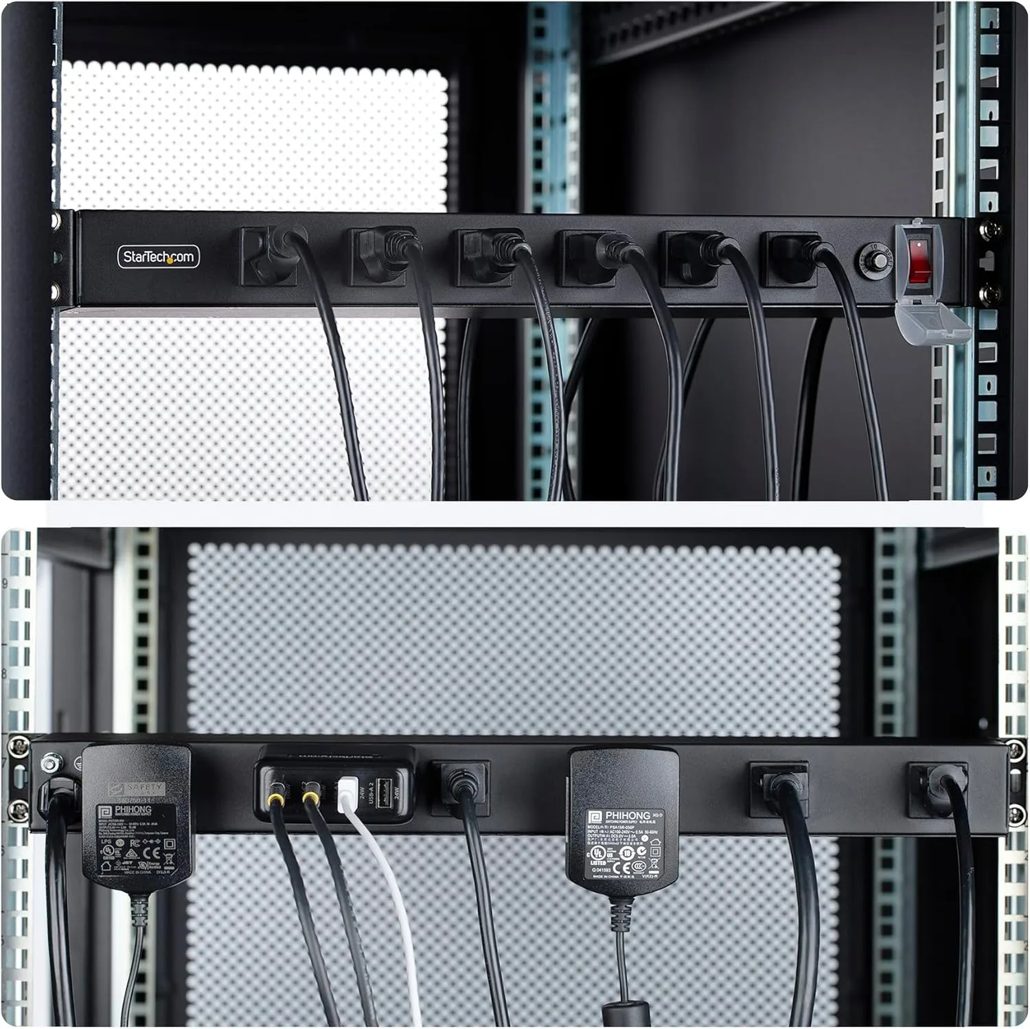StarTech.com 12-Outlet Rackmount PDU, 1U Server Power Strip, Wide-Spaced Right-Angle Ports, Mounted Power Distribution Unit
