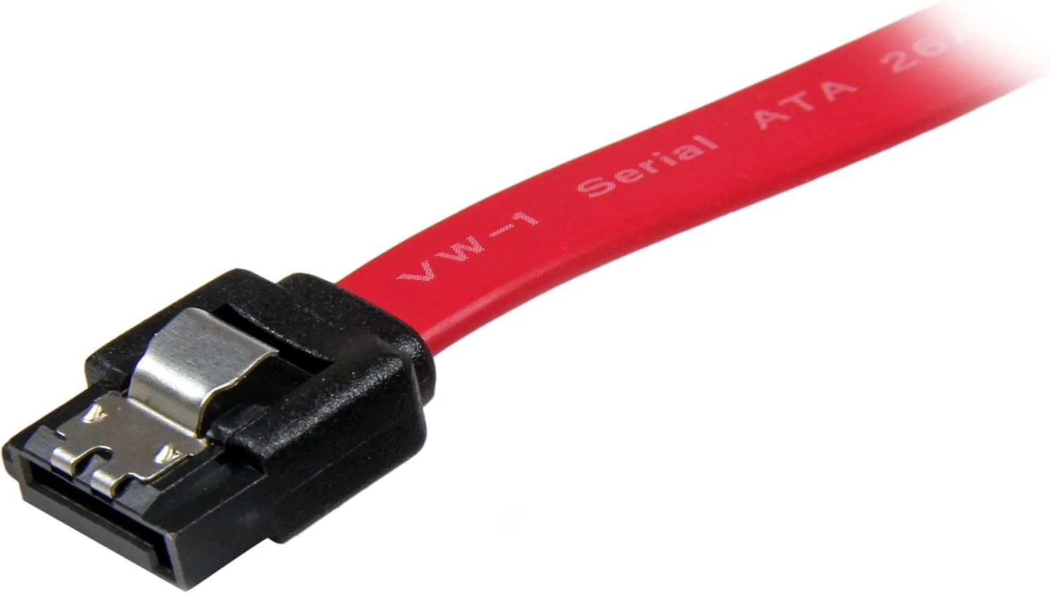 StarTech.com 12in Latching SATA Cable - SATA cable - Serial ATA 150/300/600 - SATA (R) to SATA (R) - 1 ft - latched - red