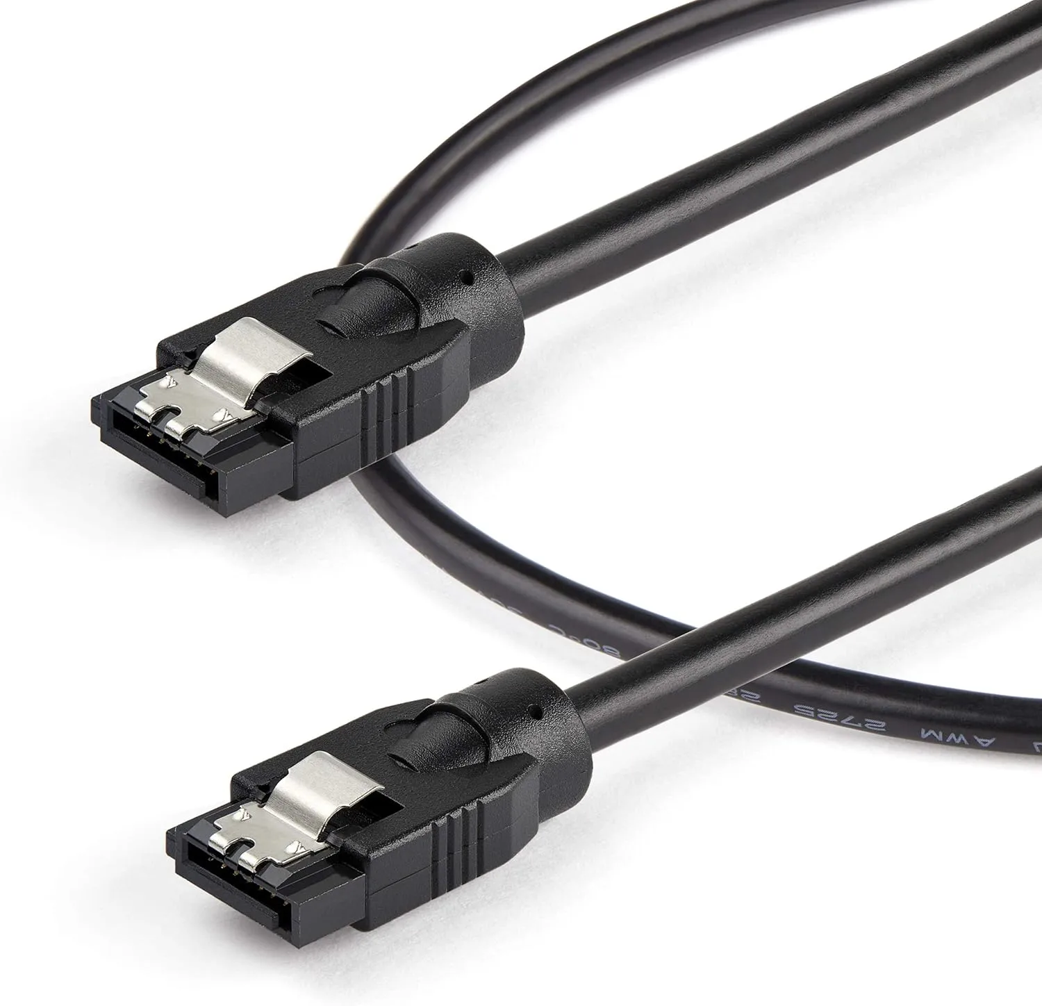 StarTech.com 12 Inch (30cm) Round SATA Cable - Latching Connectors - 6Gbs SATA Data Cord - SATA Hard Drive Power Cable