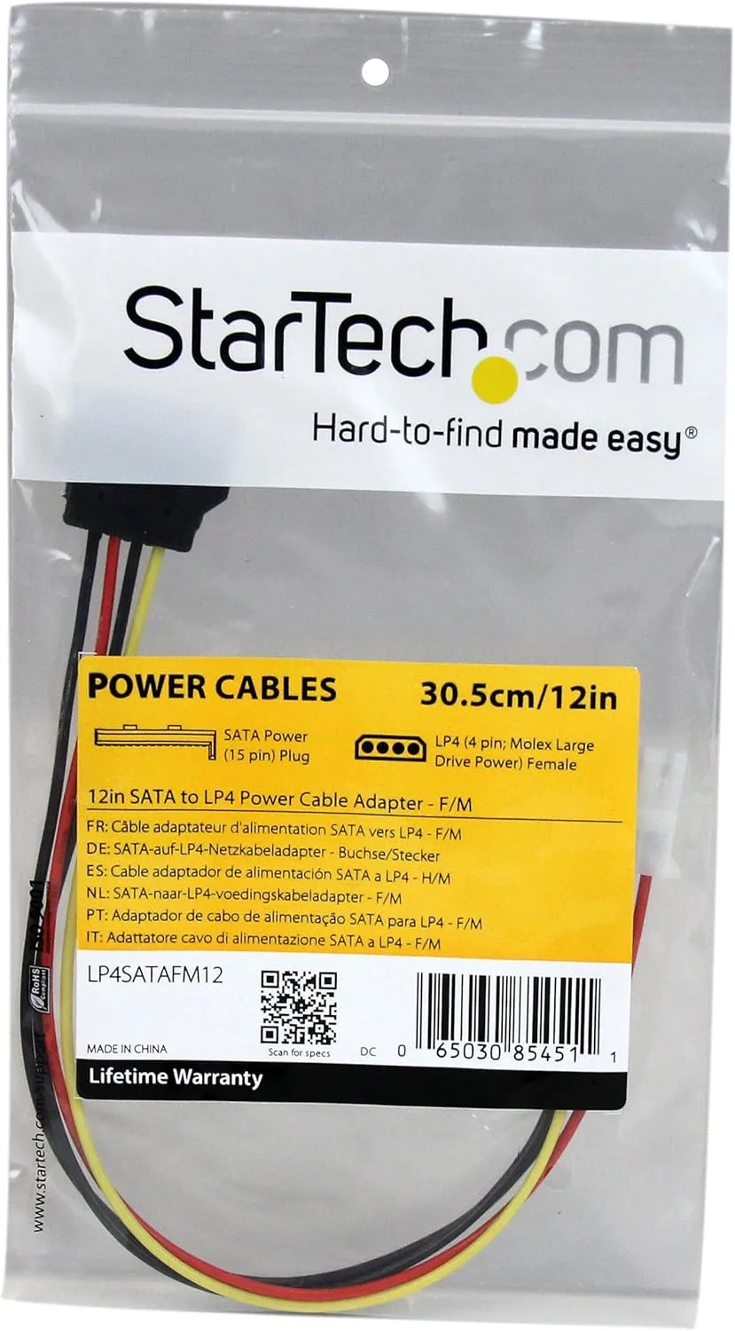 StarTech.com SATA to LP4 (Molex) Power Cable Adapters & Y-Splitters