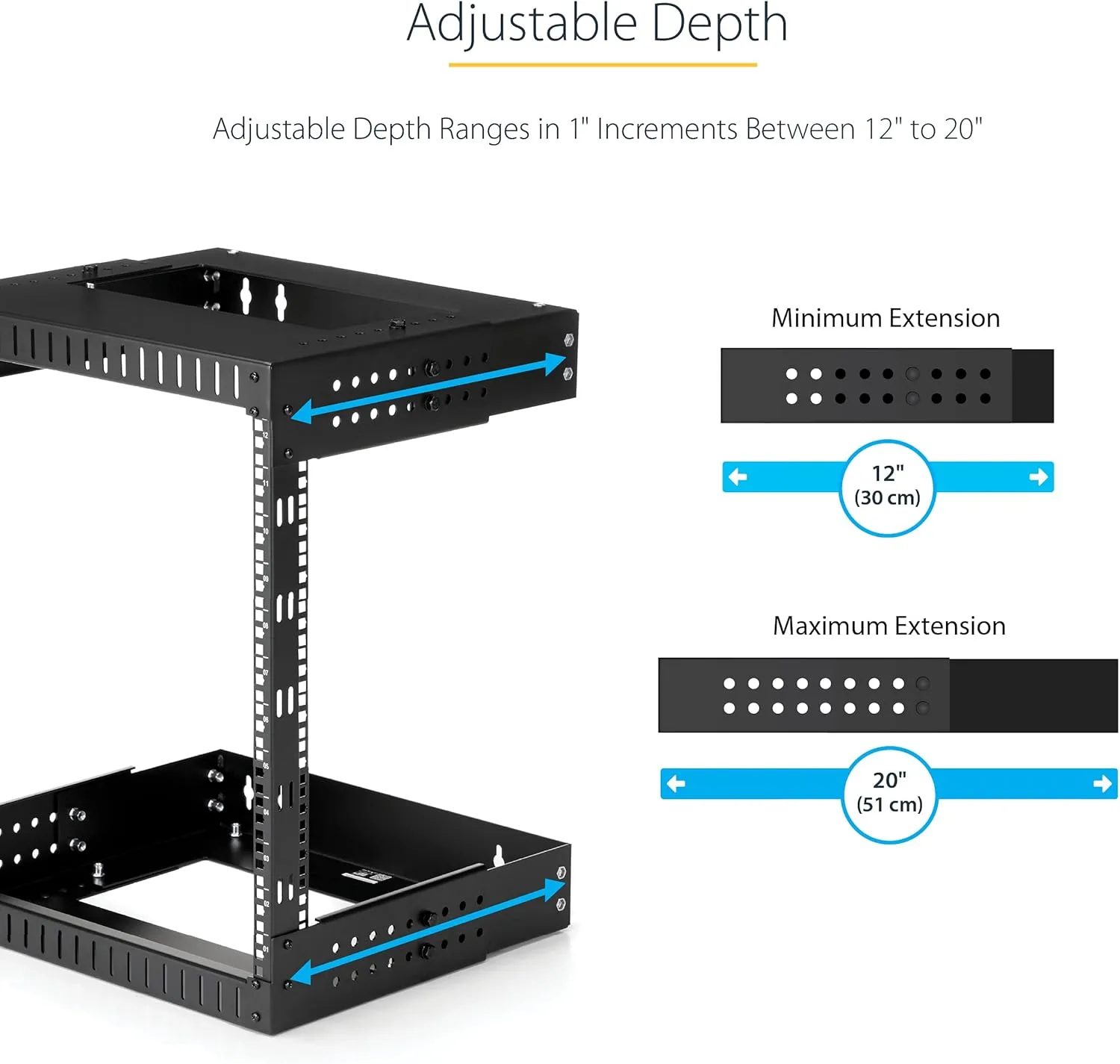 StarTech.com 2-Post 19" Open-Frame Wall Mount Network Rack with Adjustable Depth