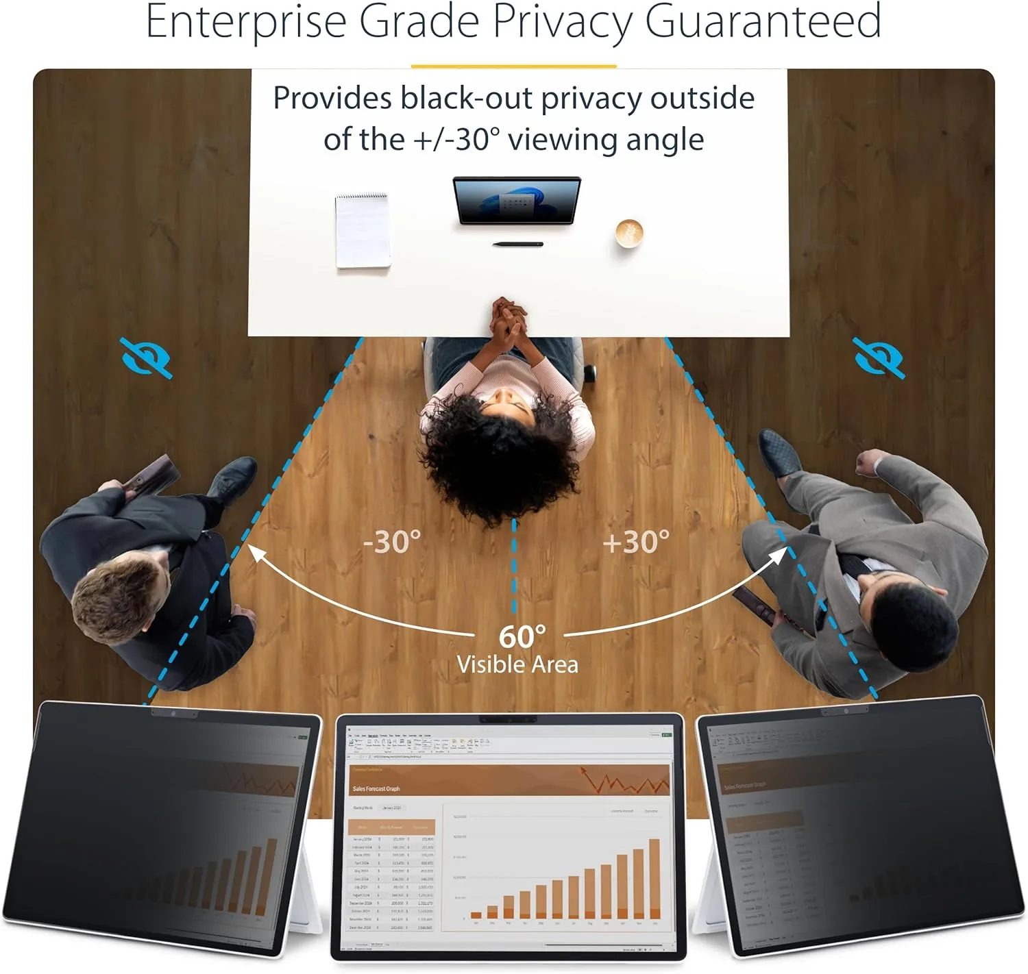 StarTech.com 4-Way Privacy Screen for 13-inch Surface Pro 8/9/X Laptop, Portrait/Landscape, Touch-Enabled