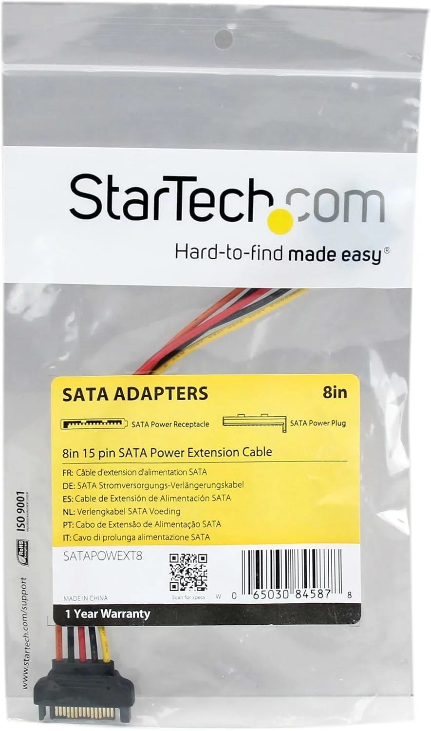 STARTECH.COM 15-Pin SATA Power Extension Cable (Male-to-Female)