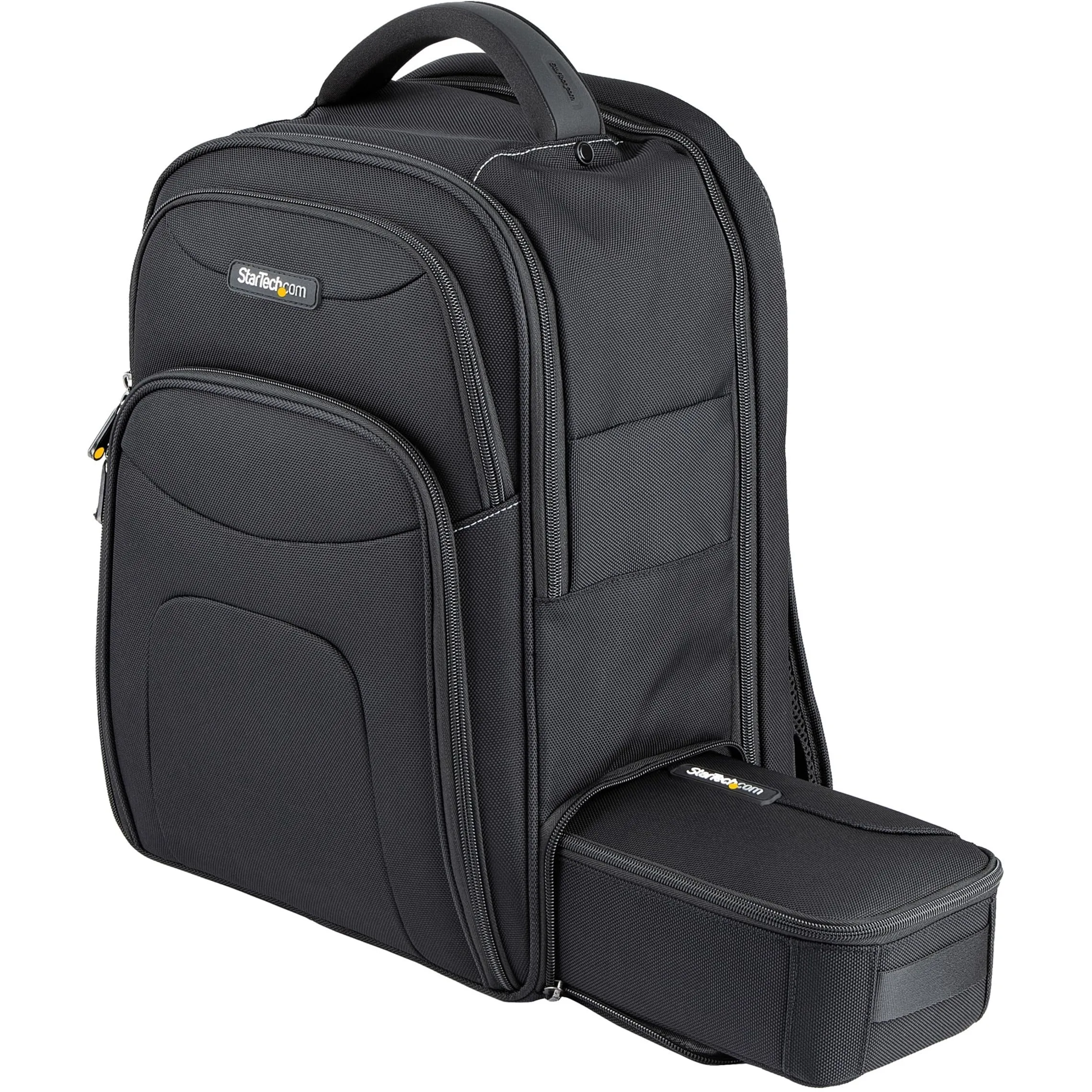 StarTech.com Unisex Backpack Ergonomic Computer Bag with Removable Accessories Case - 1680D Ballistic Nylon, Black