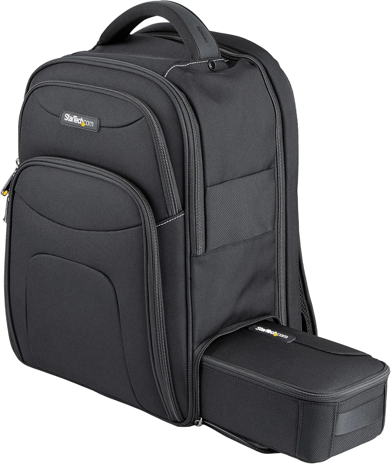 StarTech.com Unisex Backpack Ergonomic Computer Bag with Removable Accessories Case - 1680D Ballistic Nylon, Black
