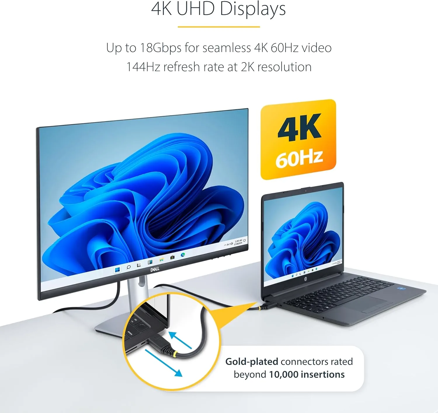 StarTech.com 2m (6.6ft) Premium Certified High Speed HDMI Cable, 4K 60Hz/1440p 144Hz, 18Gbps, UHD HDMI 2.0 Cord, TPE Jacket