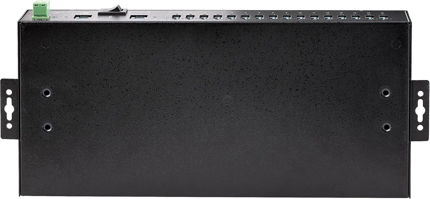 StarTech.com 16-Port Industrial USB 5Gbps Hub with Power Adapter, Metal, DIN/Surface/Rack Mountable, Dual-Host Hub/Switch, TAA