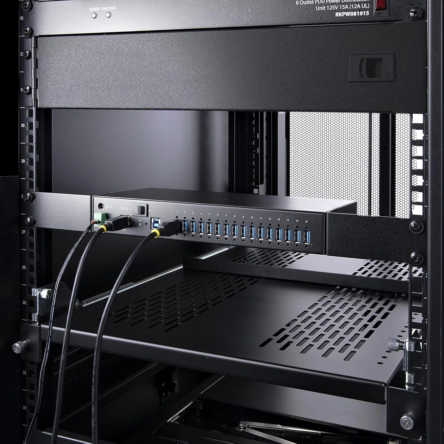 StarTech.com 16-Port Industrial USB 5Gbps Hub with Power Adapter, Metal, DIN/Surface/Rack Mountable, Dual-Host Hub/Switch, TAA