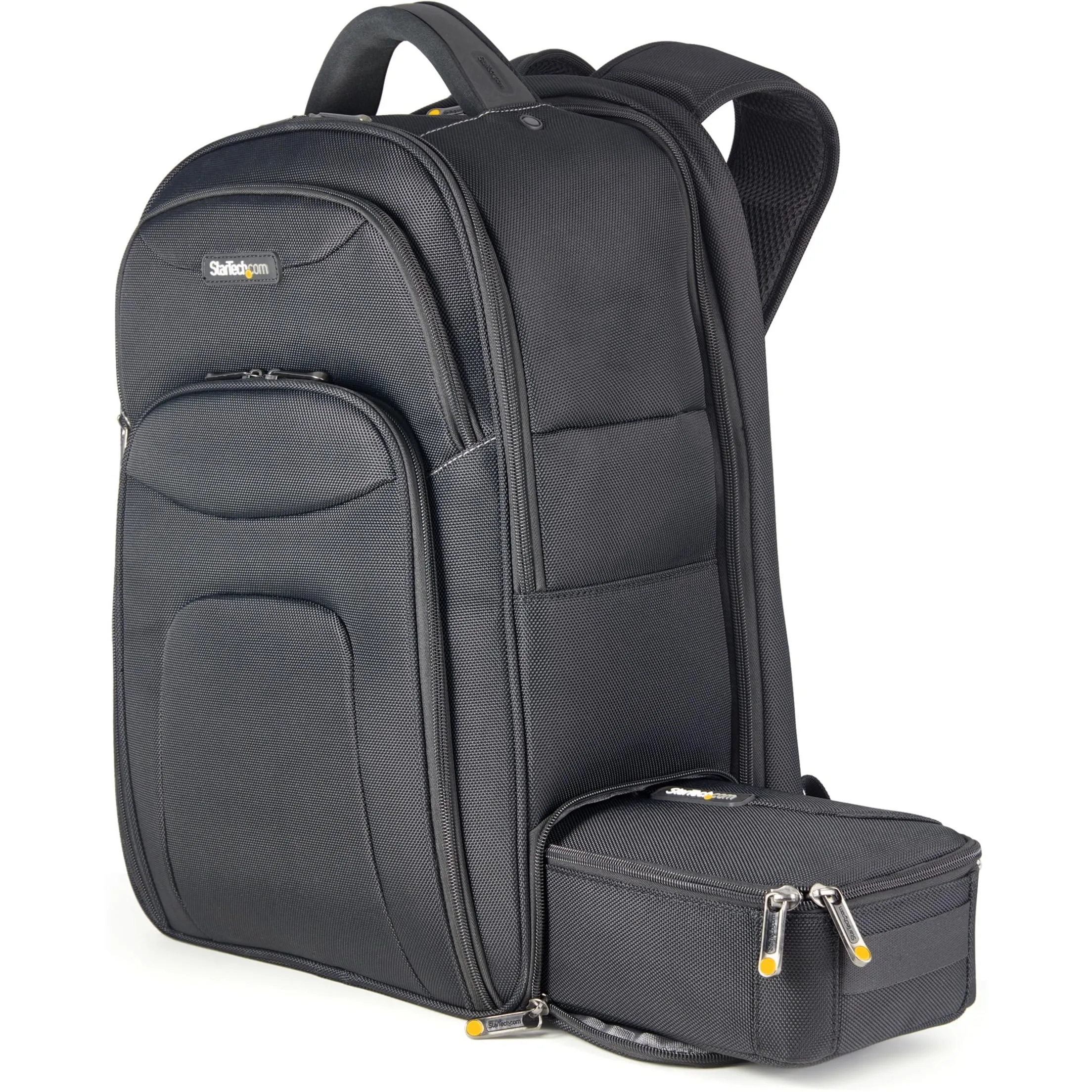 StarTech.com Unisex Backpack Ergonomic Computer Bag with Removable Accessories Case - 1680D Ballistic Nylon, Black