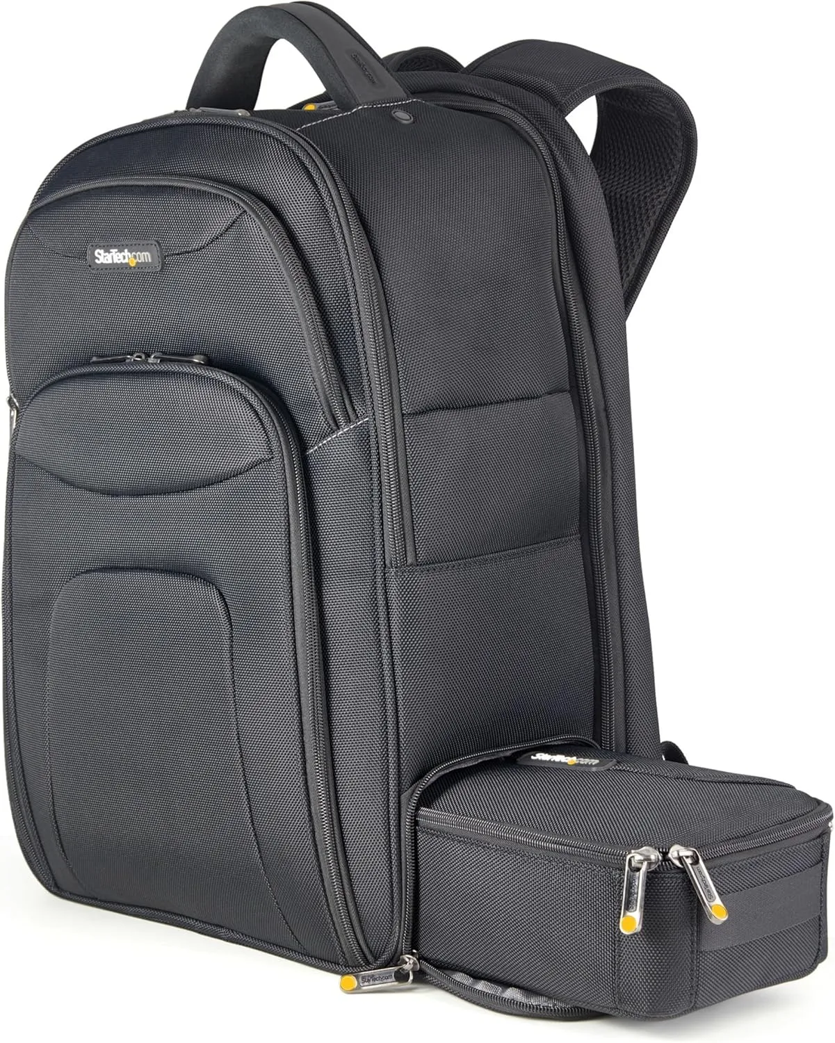 StarTech.com Unisex Backpack Ergonomic Computer Bag with Removable Accessories Case - 1680D Ballistic Nylon, Black