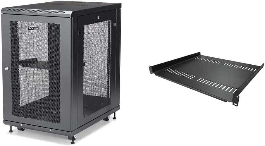 StarTech 4-Post 19" Server Rack Cabinet with Adjustable Mounting Rails and Locking Mesh Doors