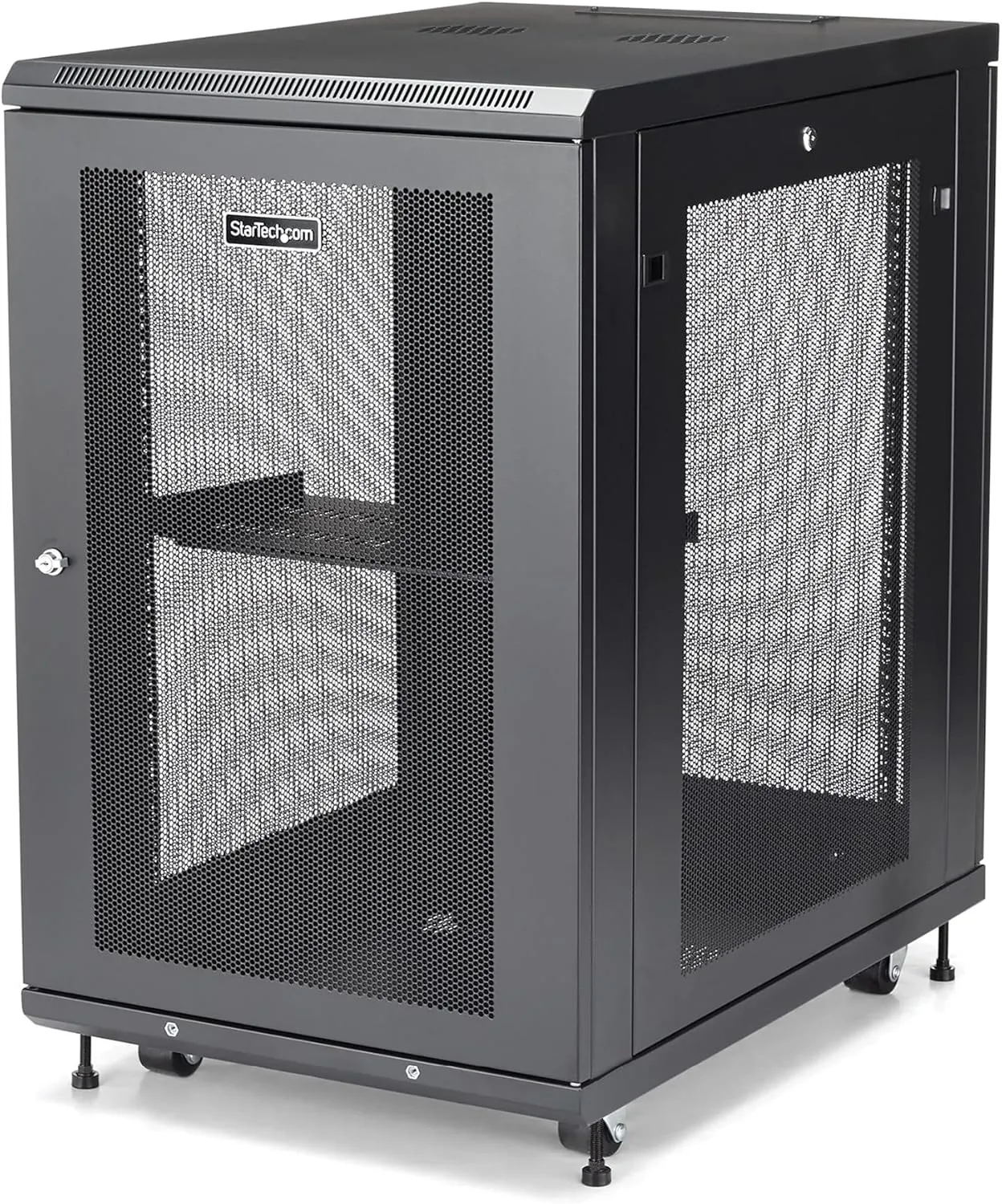 StarTech 4-Post 19" Server Rack Cabinet with Adjustable Mounting Rails and Locking Mesh Doors