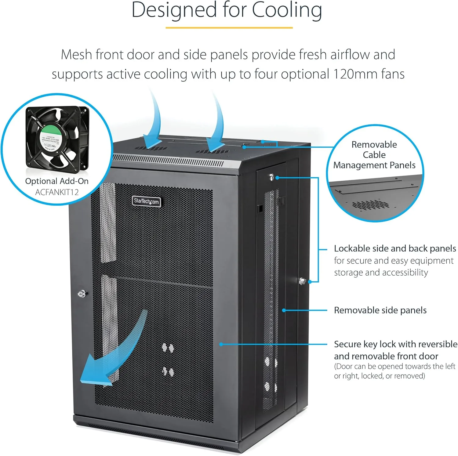 StarTech.com 18U Wall Mount Network Cabinet with Hinged Back Panel